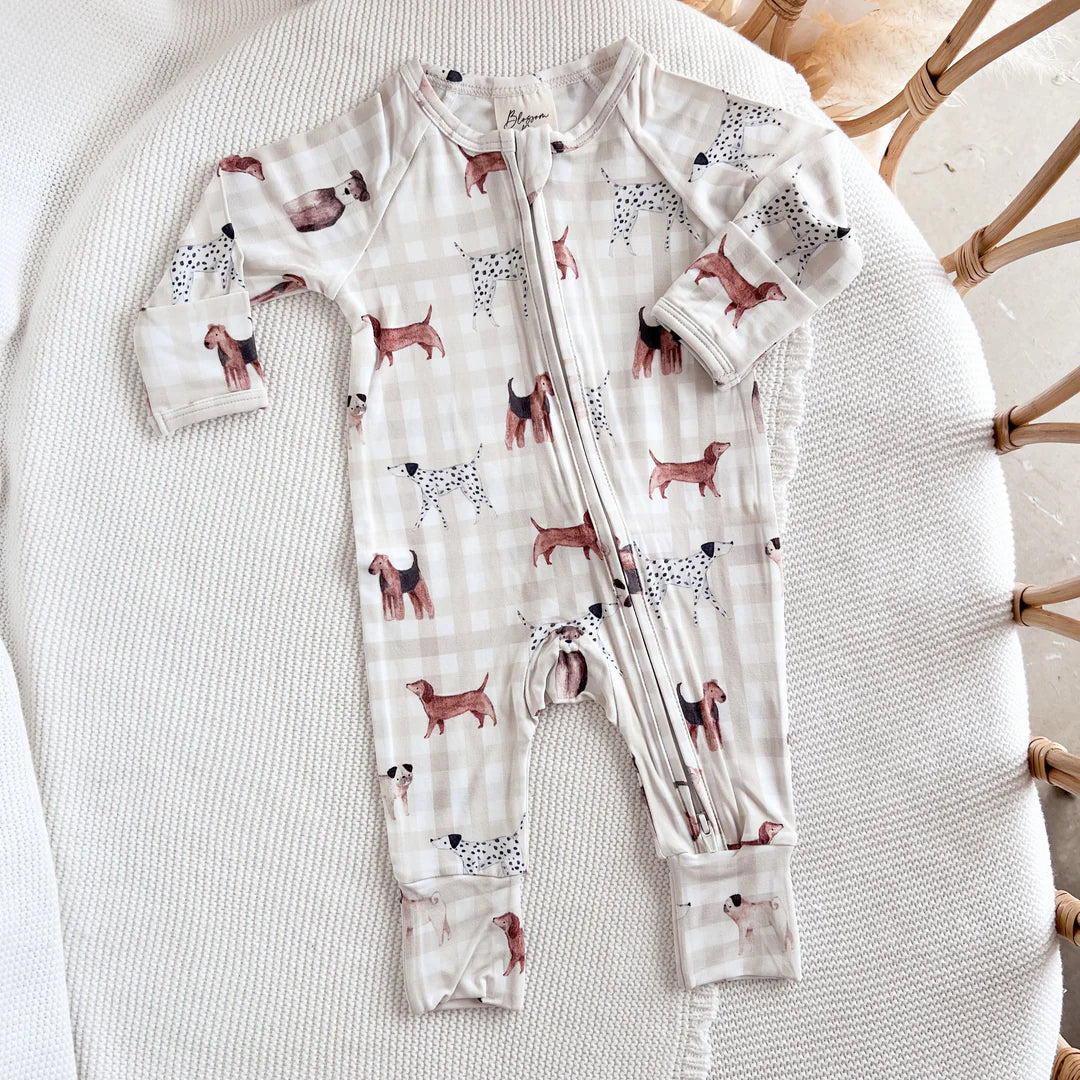 Blossom & Pear Long Sleeve Bamboo Growsuit Puppy Picnic