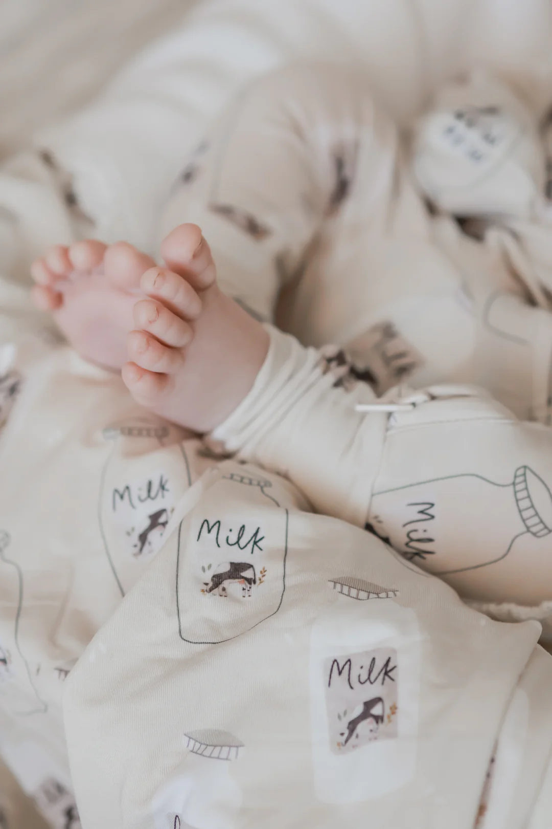 Blossom & Pear Long Sleeve Bamboo Growsuit Milk Bottle
