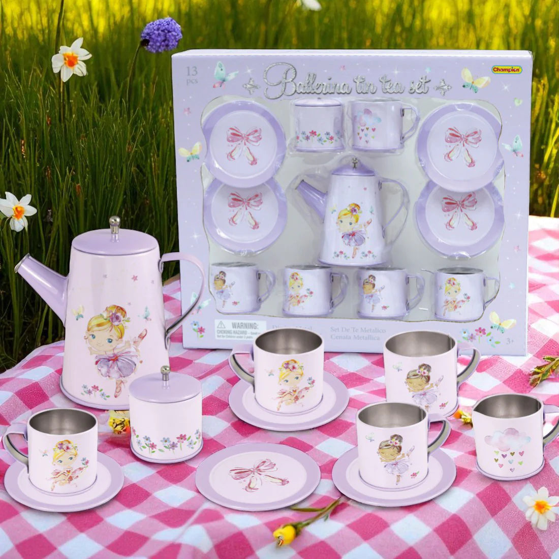 Kaper Kidz 13-Piece Ballerina Tin Tea Mug Set