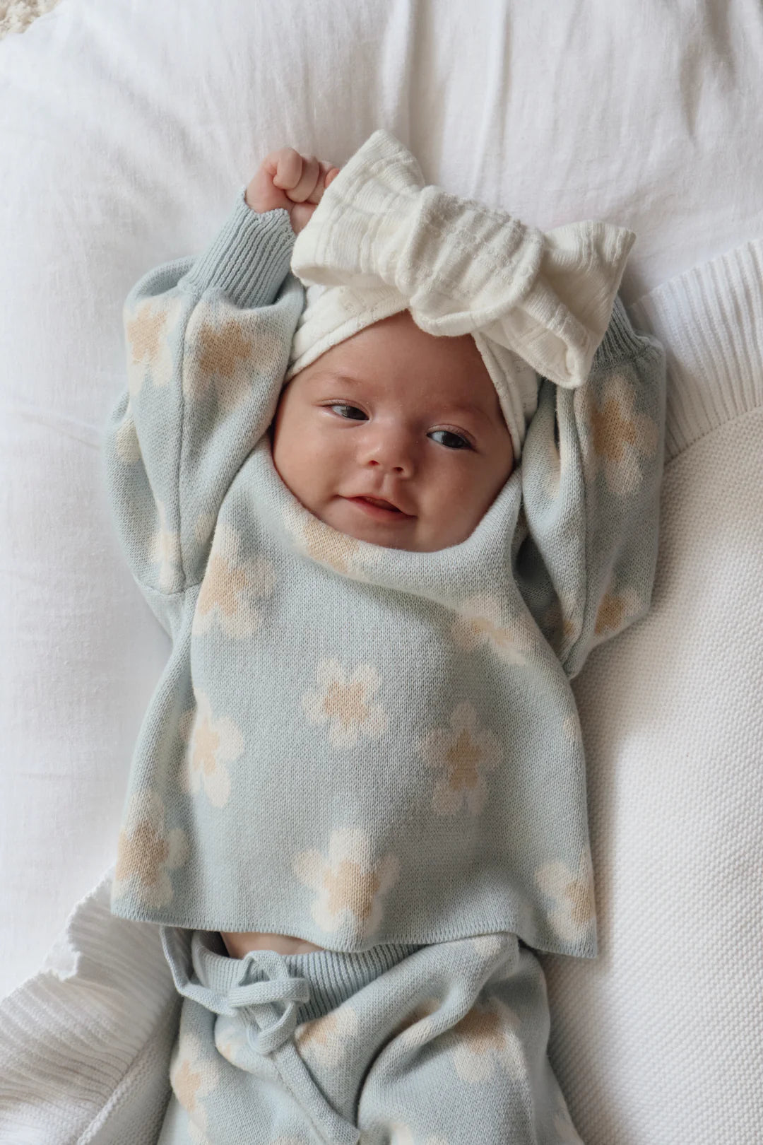 Blossom & Pear Blue Daisy Knit 2 Piece Set Long Sleeve