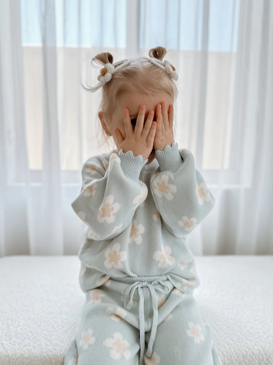 Blossom & Pear Blue Daisy Knit 2 Piece Set Long Sleeve