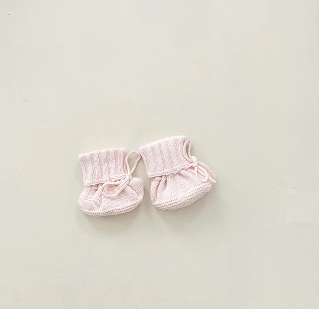 Petite + Co Cuff Newborn Lace Booties Baby Pink