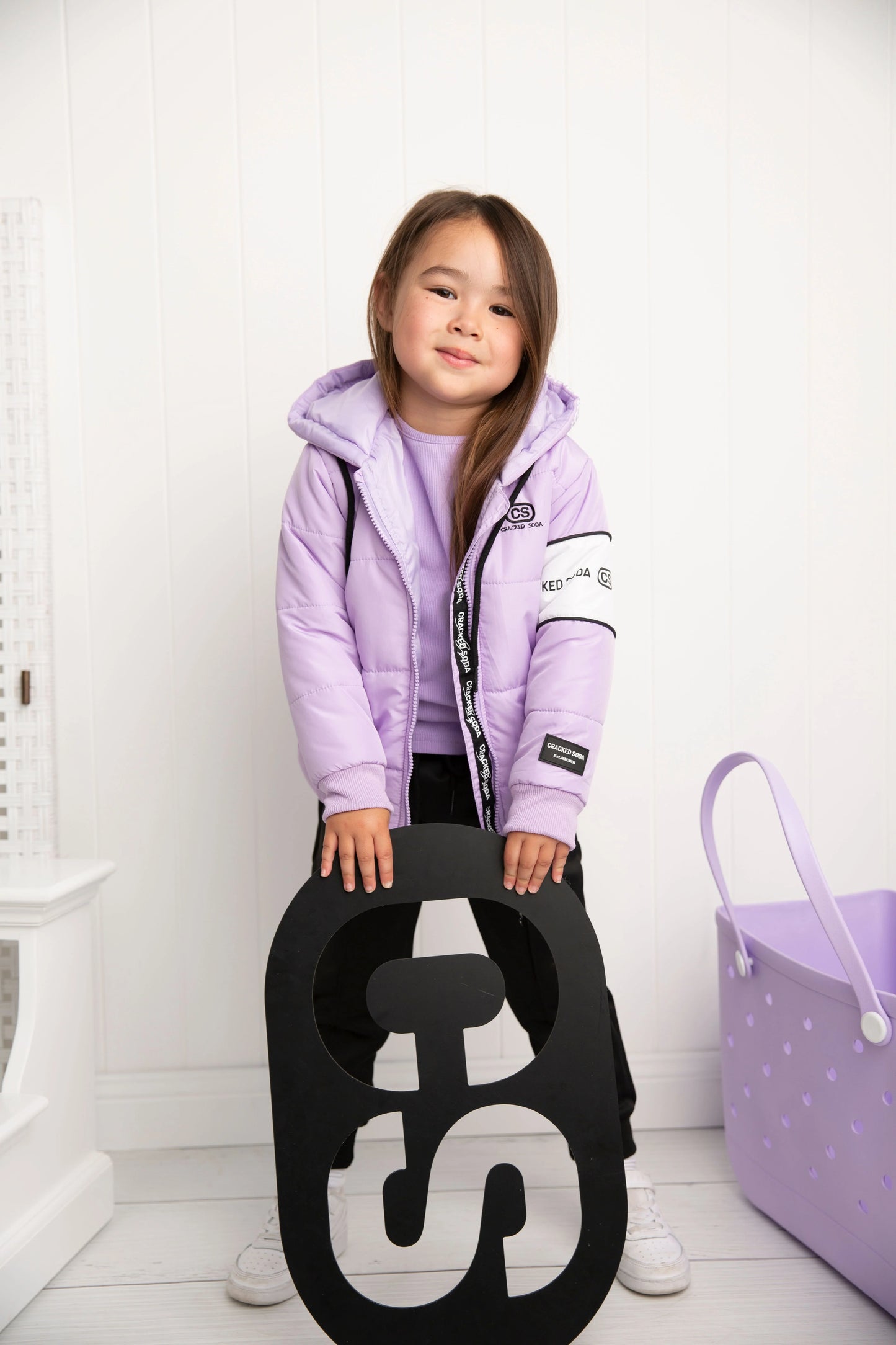 Cracked Soda Imogen Hooded Puffer Jacket Purple