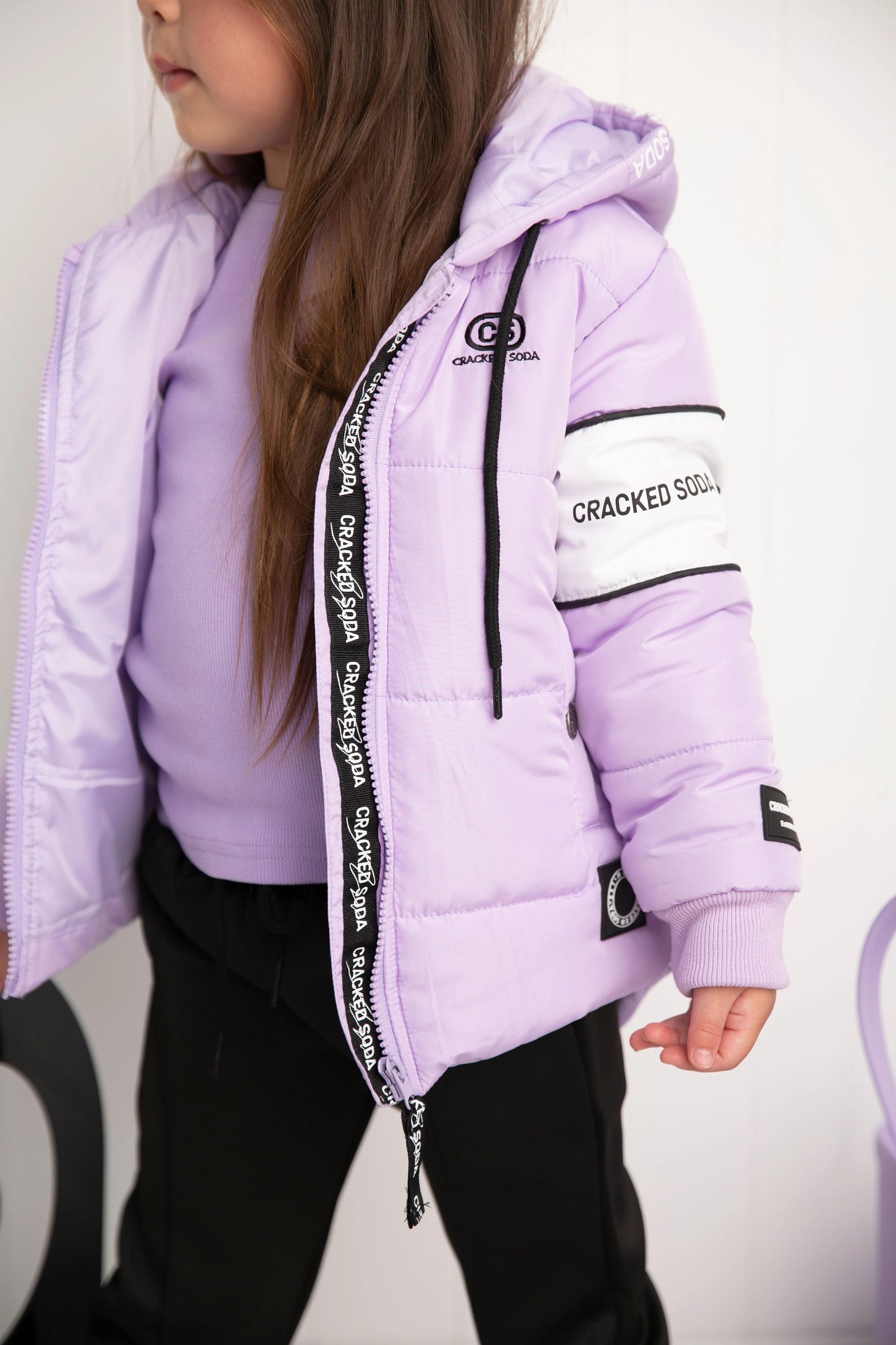 Cracked Soda Imogen Hooded Puffer Jacket Purple