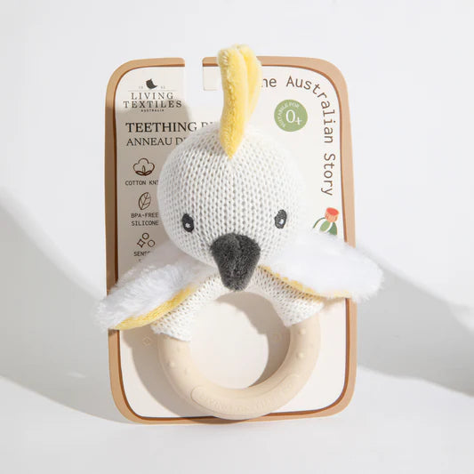 Living Textiles Australiana Ring Rattle Colin the Cockatoo