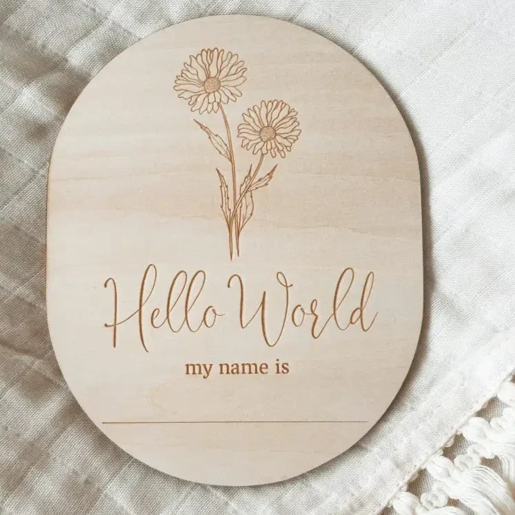 Timber Tinkers ‘Hello World My Name Is’ Flower Birth Annoucement Disc