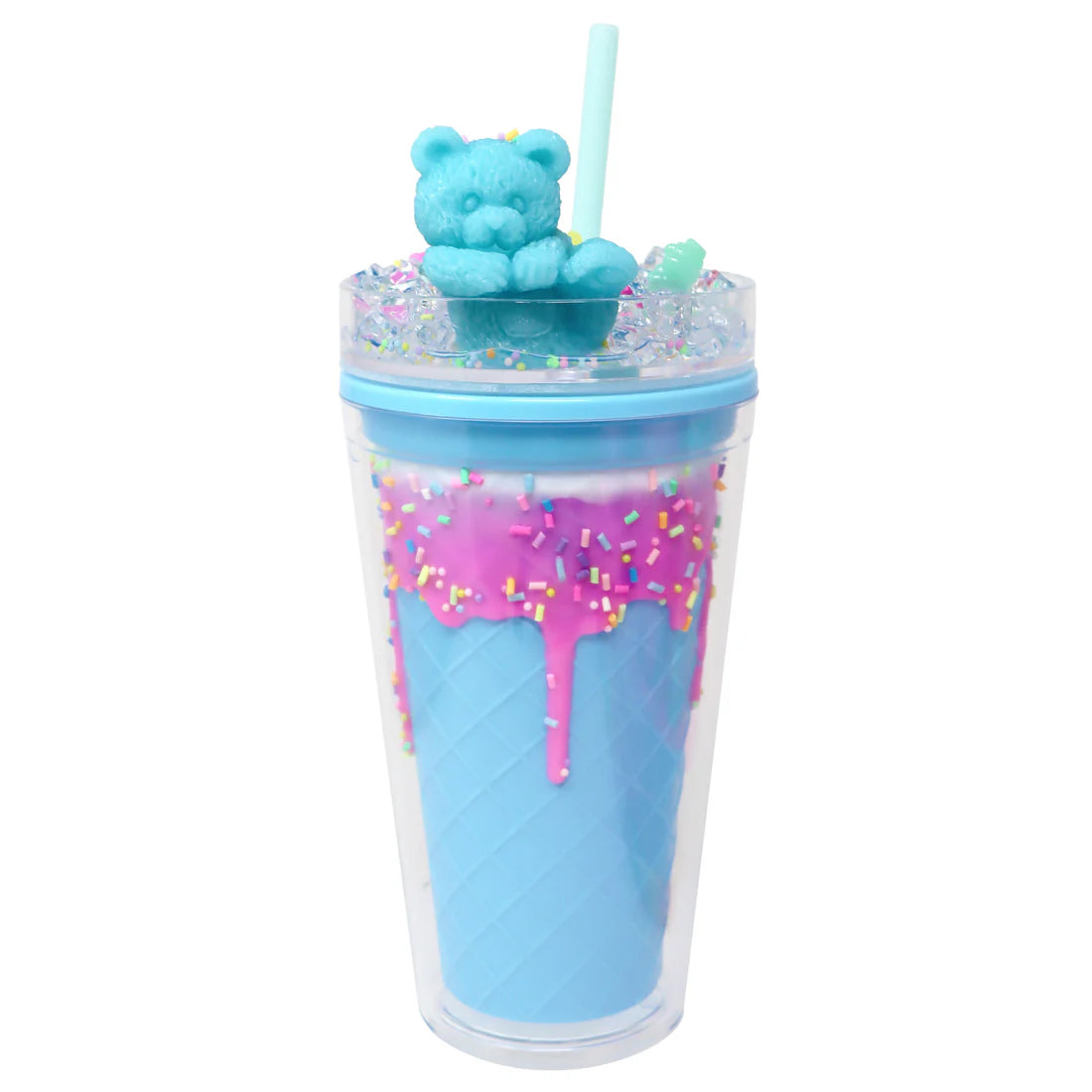 Pink Poppy Gummy Bear Drinking Cup Blue