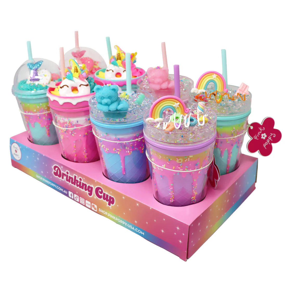 Pink Poppy Unicorn Donut Drinking Cup Pink
