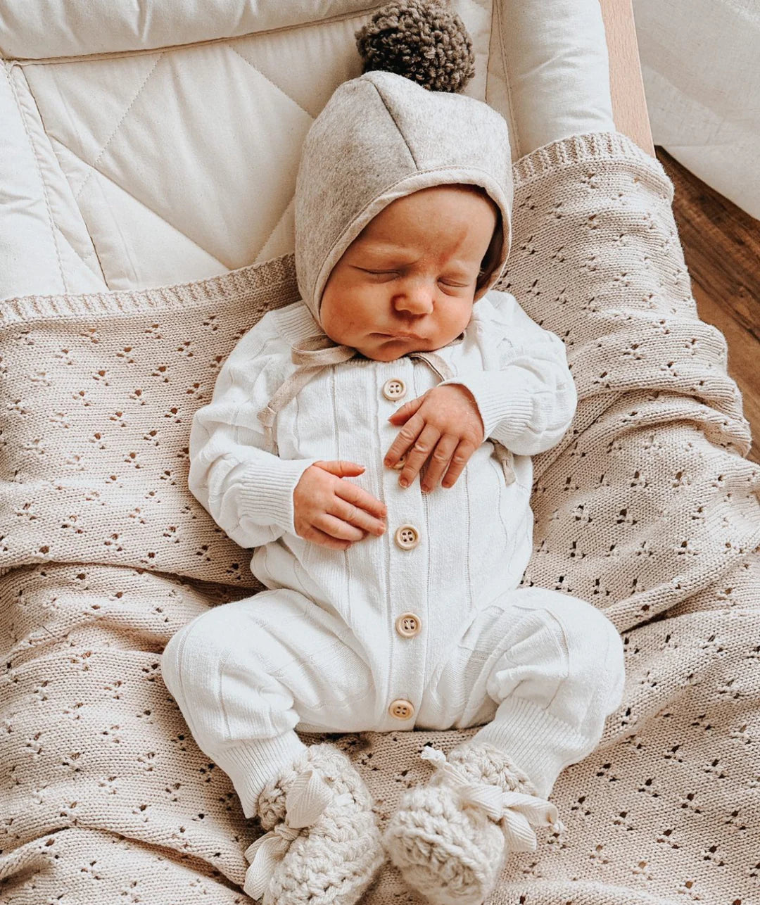 Blossom & Pear Ribbed Knit Romper Milk