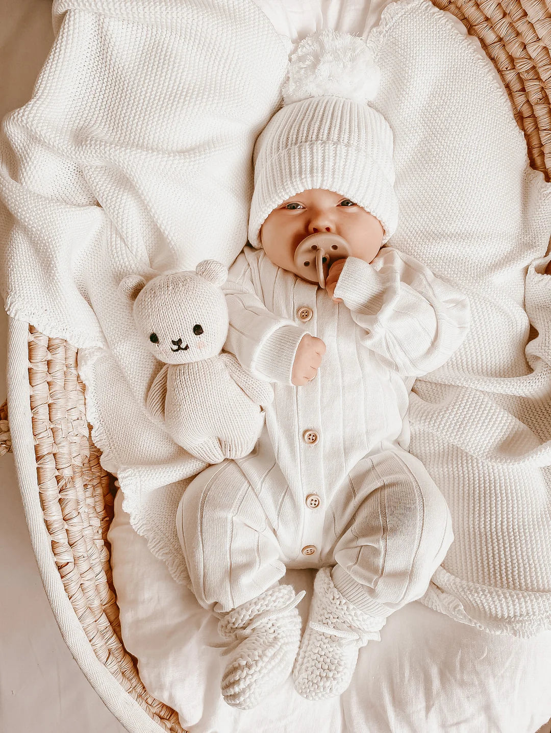 Blossom & Pear Ribbed Knit Romper Milk