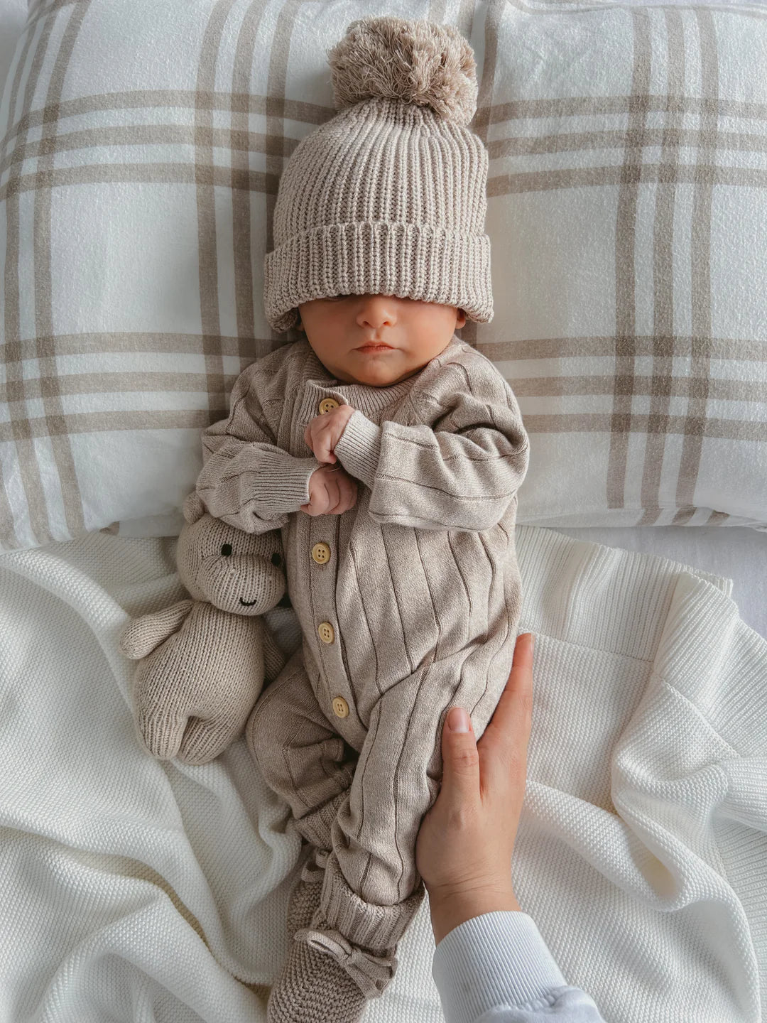 Blossom & Pear Ribbed Knit Romper Fawn