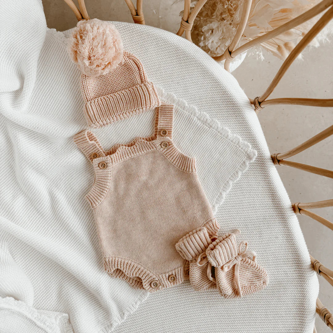 Blossom & Pear Pink Scallop Singlet Mini Knit Romper