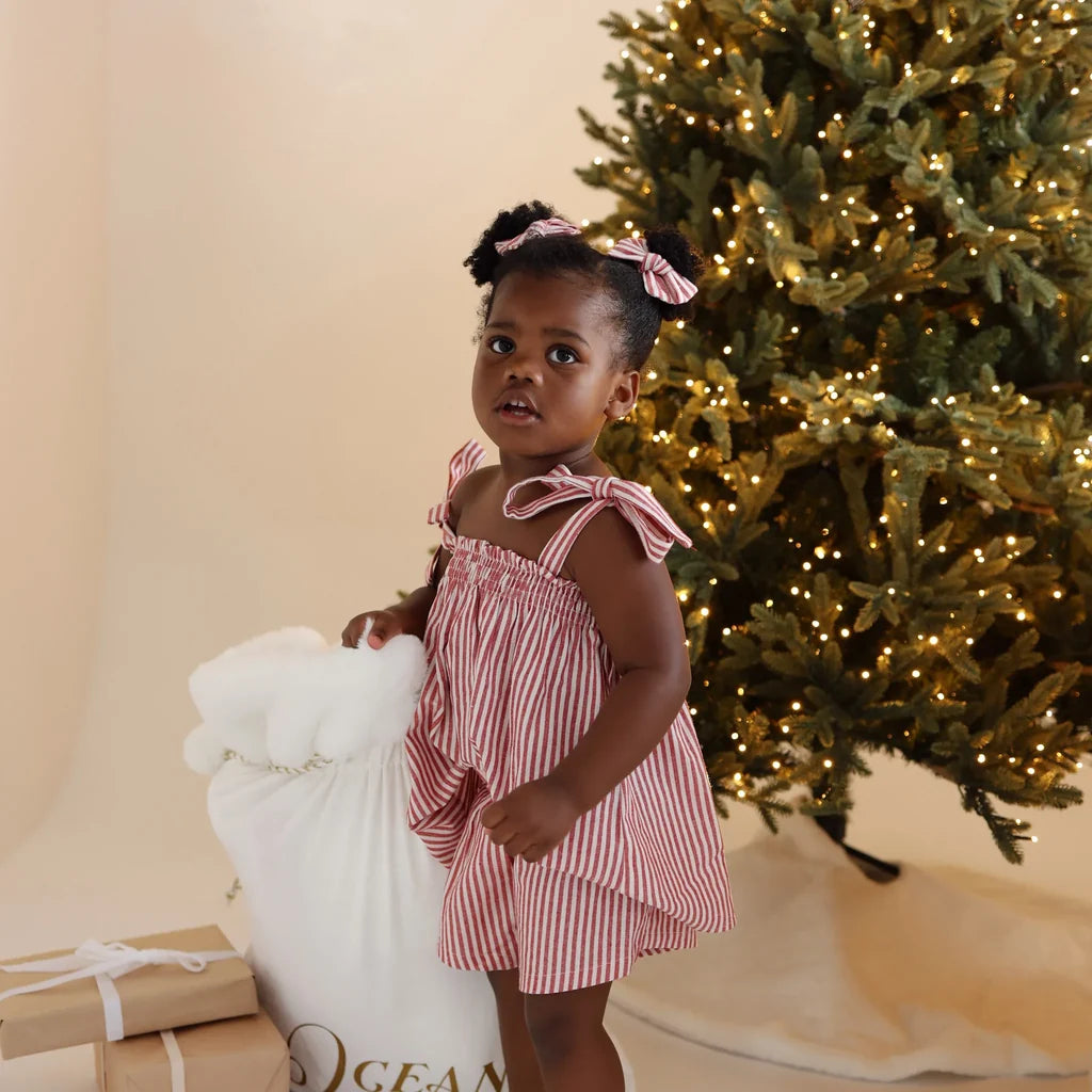 Blossom & Pear Candy Stripe Two-Piece Shorts Set Red PRE-ORDER