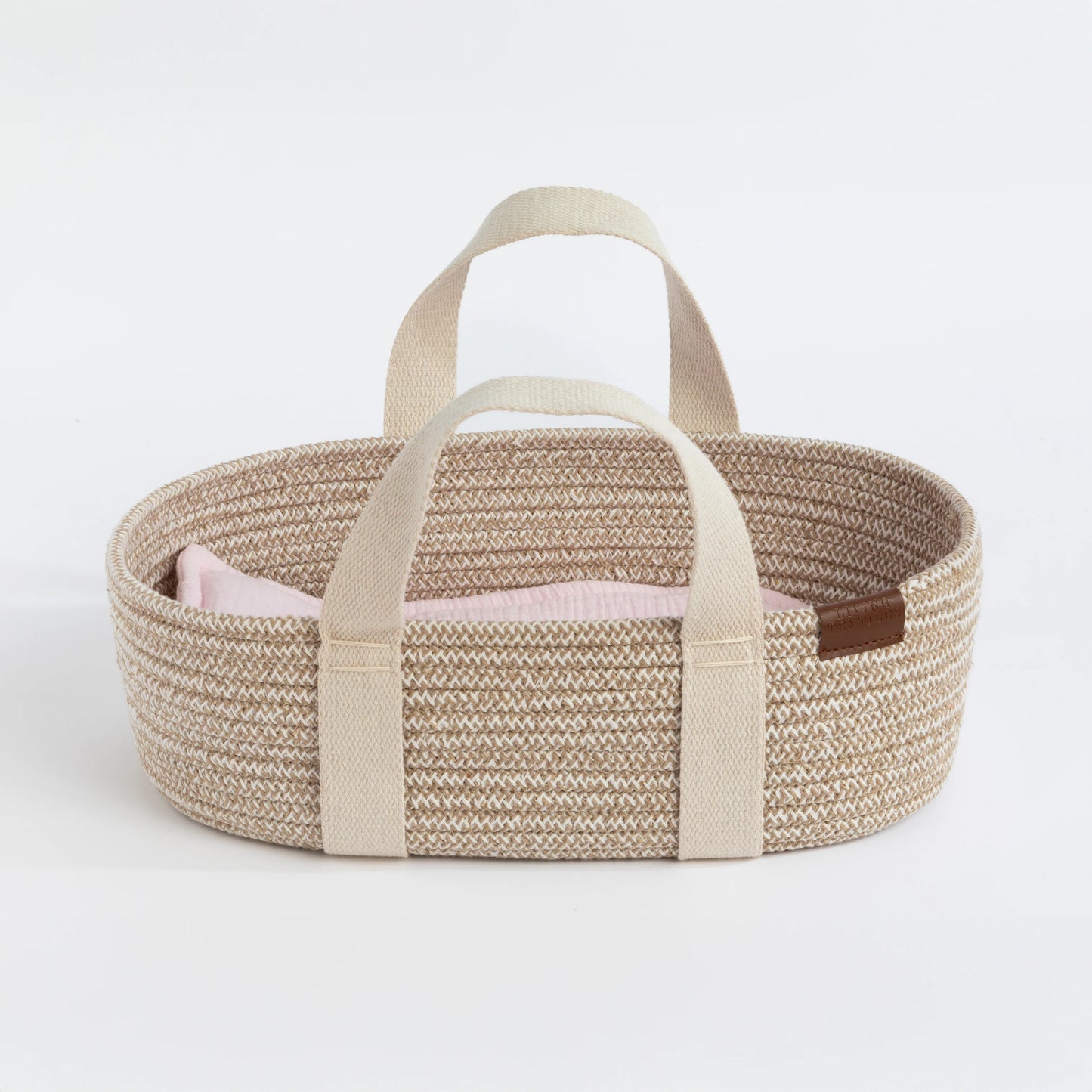 Living Textiles Doll Moses Basket Blush