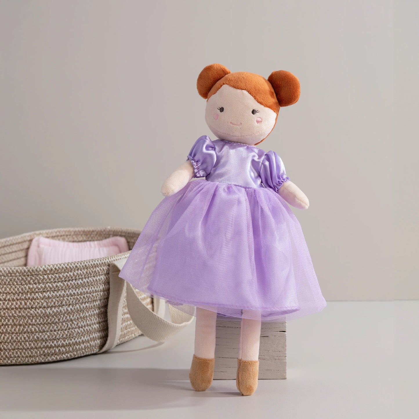 Living Textiles Doll Moses Basket Blush