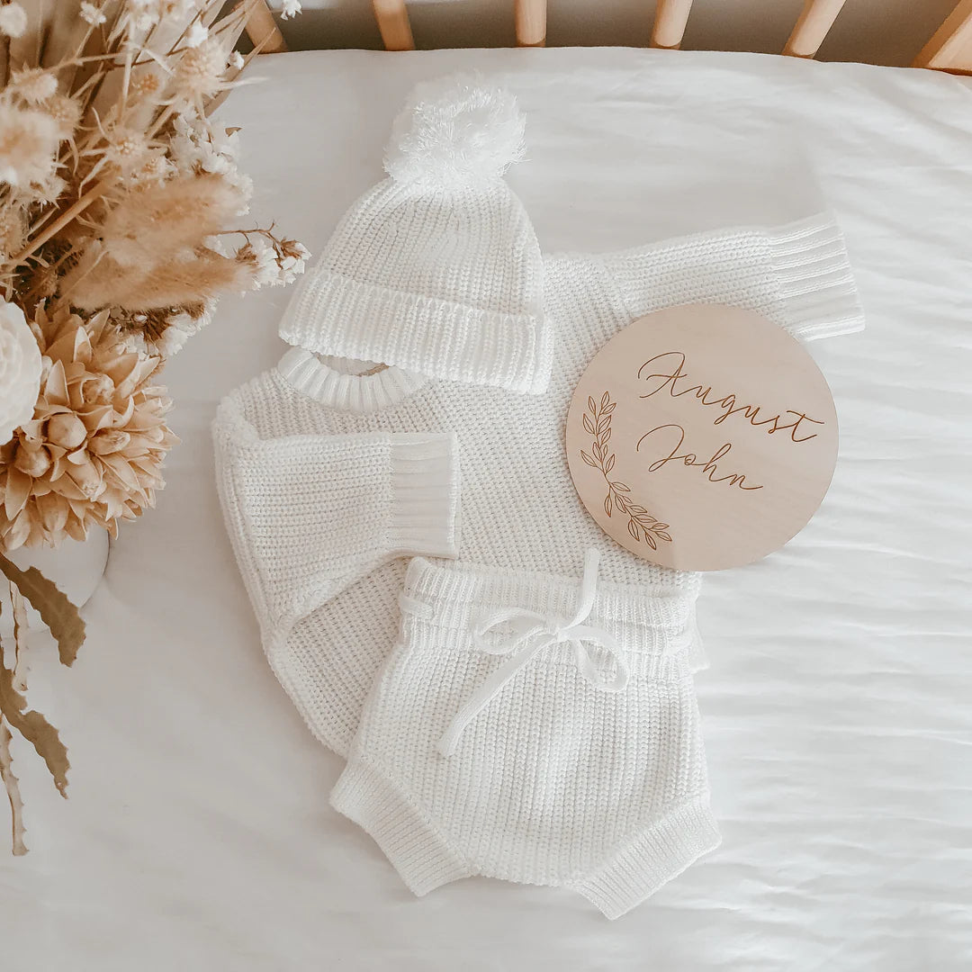 Blossom & Pear Mini Knit Beanie Milk