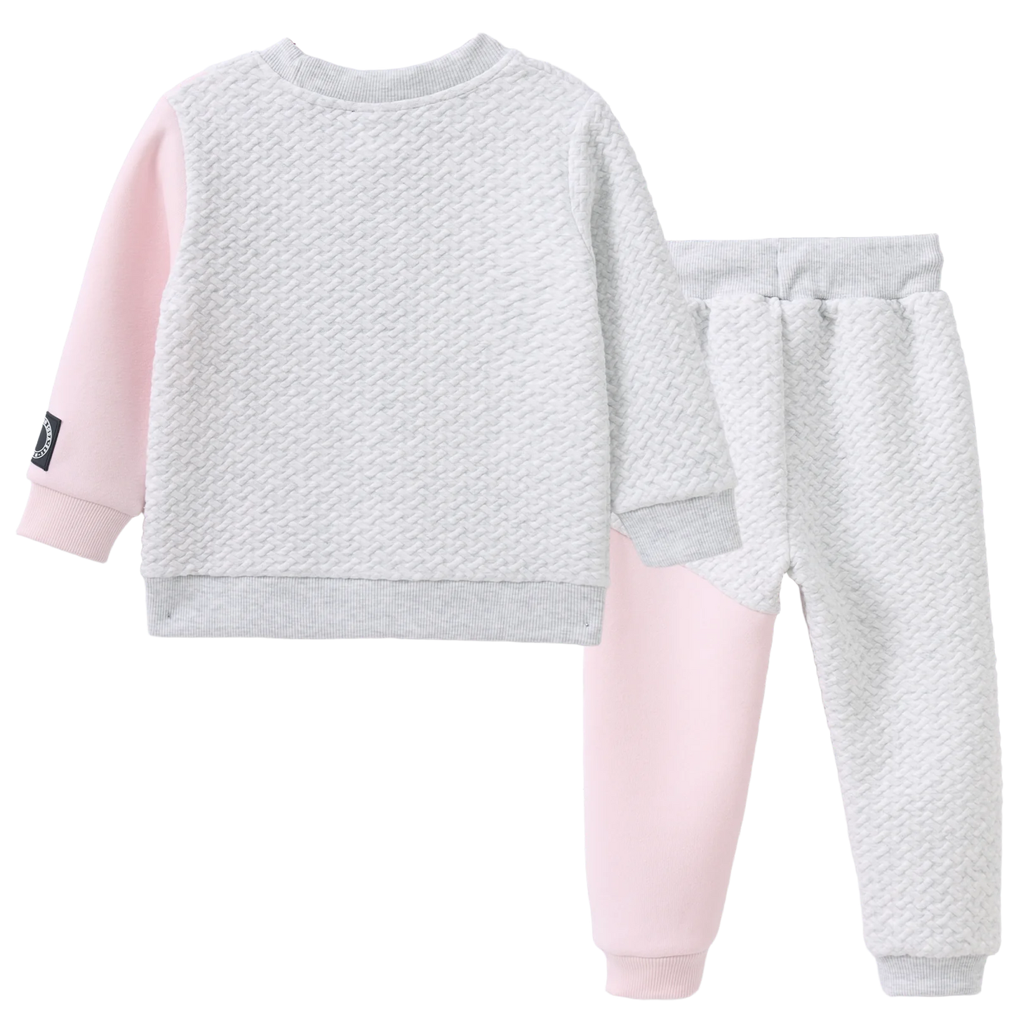 Cracked Soda Alaska Textured Crew Set Grey & Pink