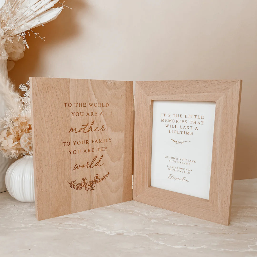 Blossom & Pear Mother's Day 'You Are My World' Quote Wooden Photo Frame
