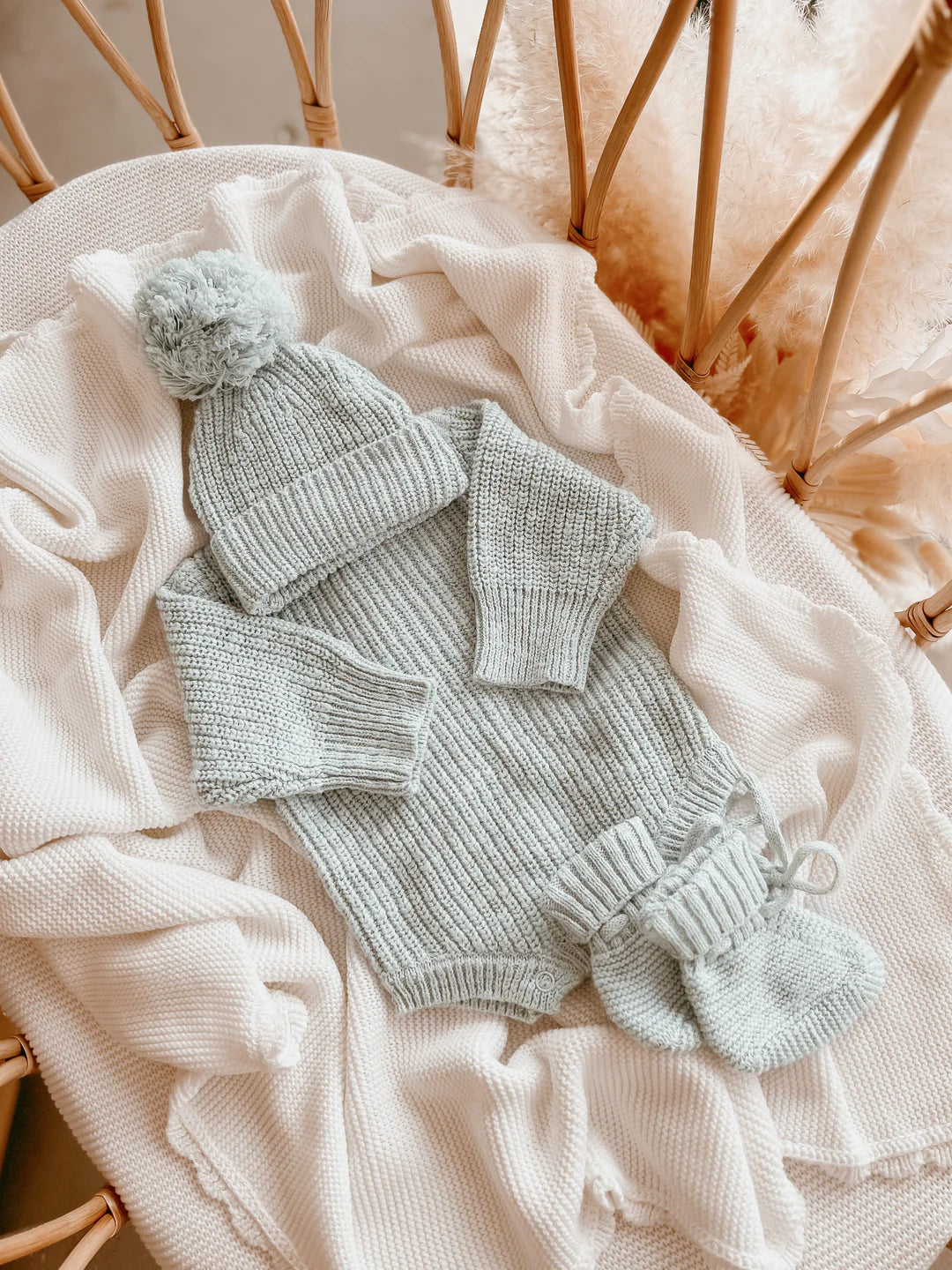 Blossom & Pear Chunky Knit Romper Periwinkle Blue