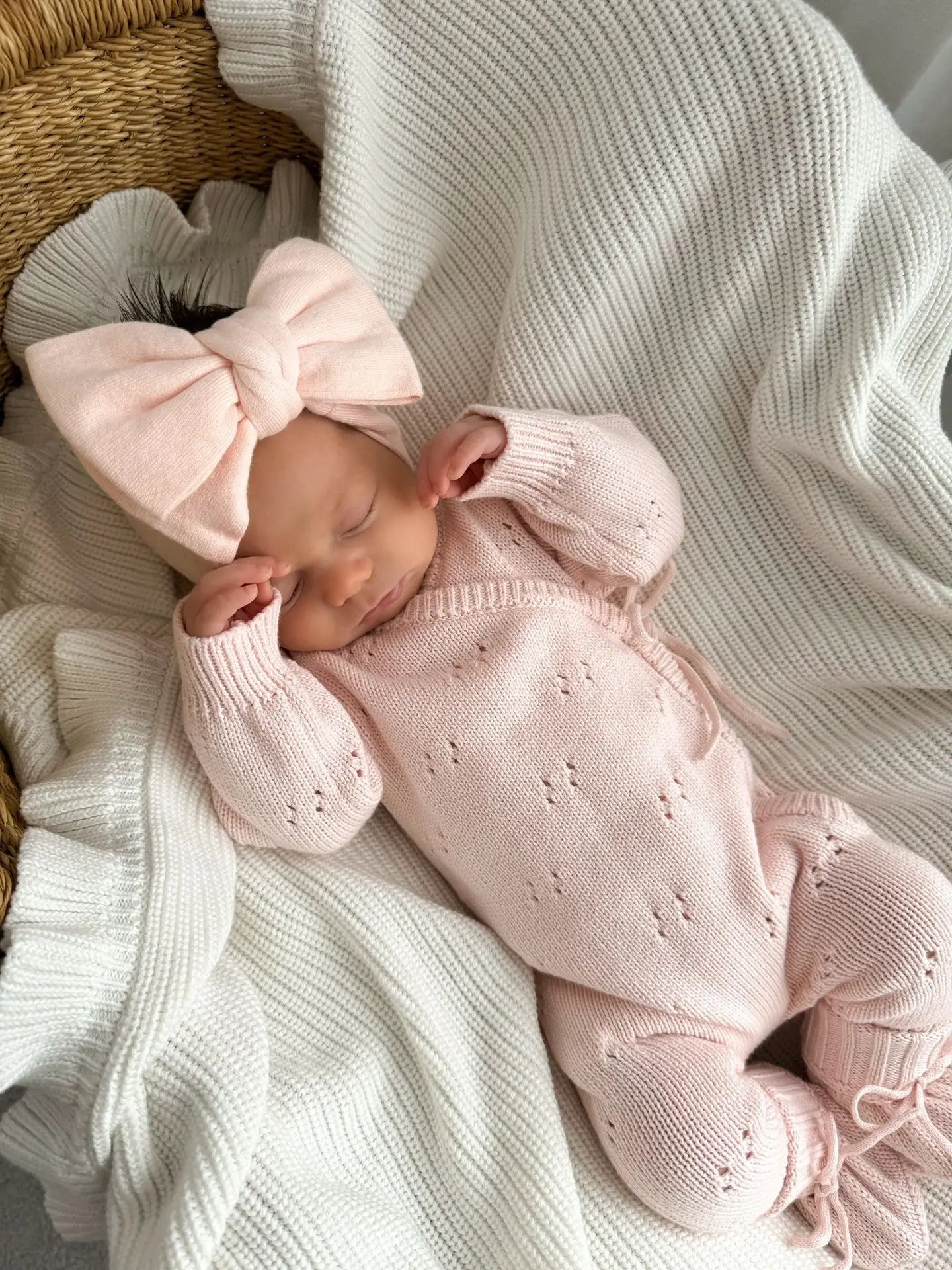 Petite + Co Pointelle Romper Baby Pink
