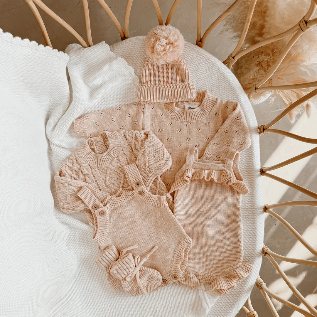 Blossom & Pear Pink Lemonade Frill Knit Romper