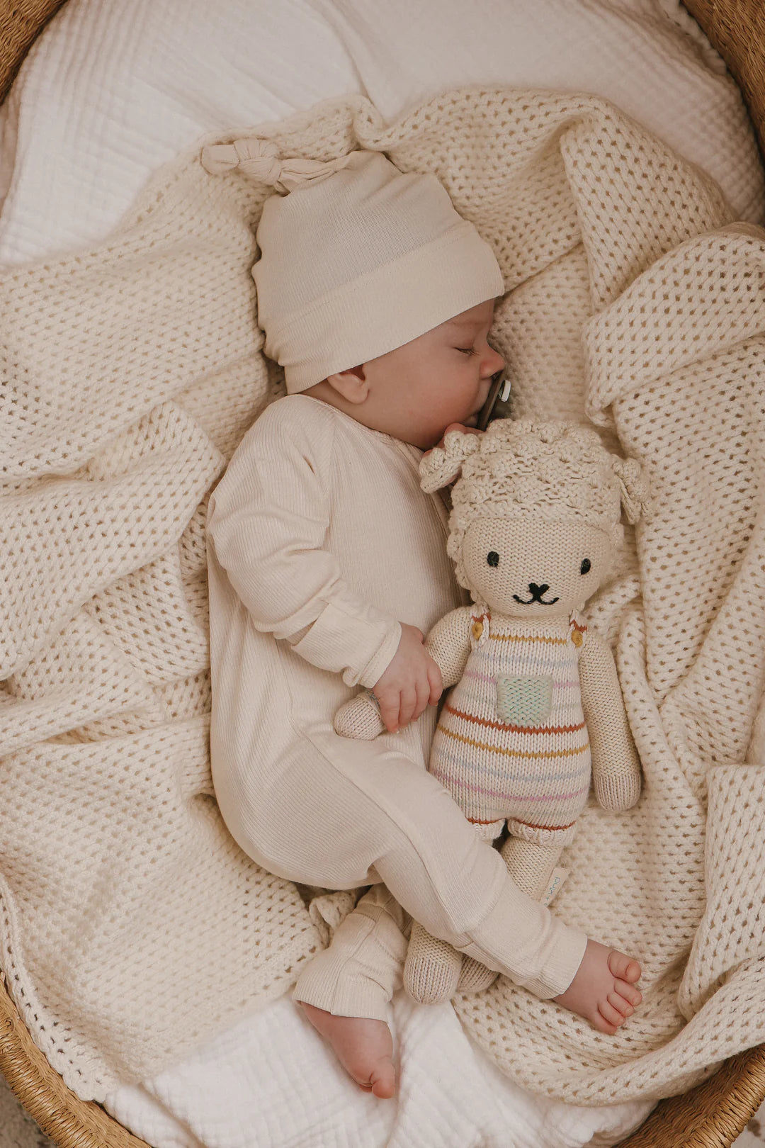 Blossom & Pear Knotted Cotton Beanie Vanilla Bean