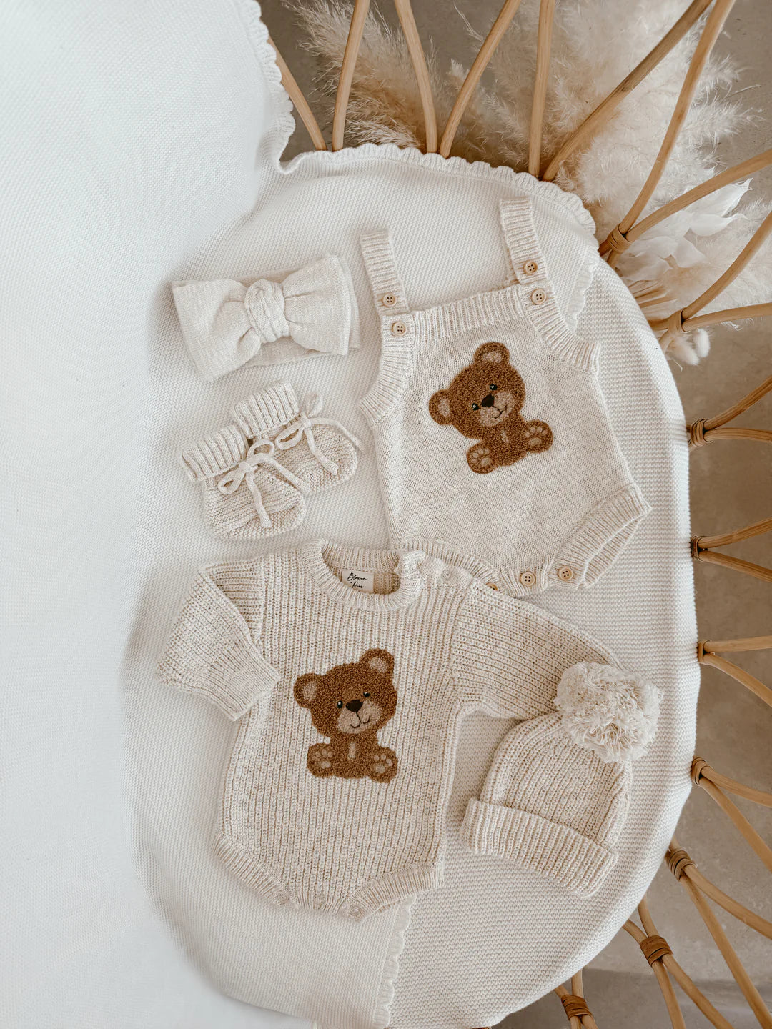 Blossom & Pear Bear Singlet Knit Romper Honey