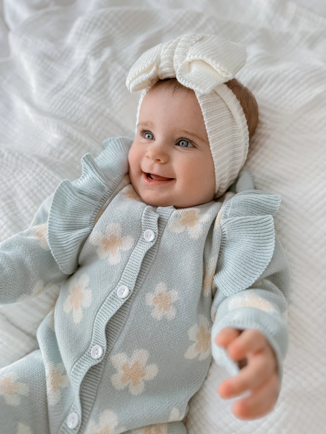 Blossom & Pear Blue Daisy Long Sleeve Knit Romper