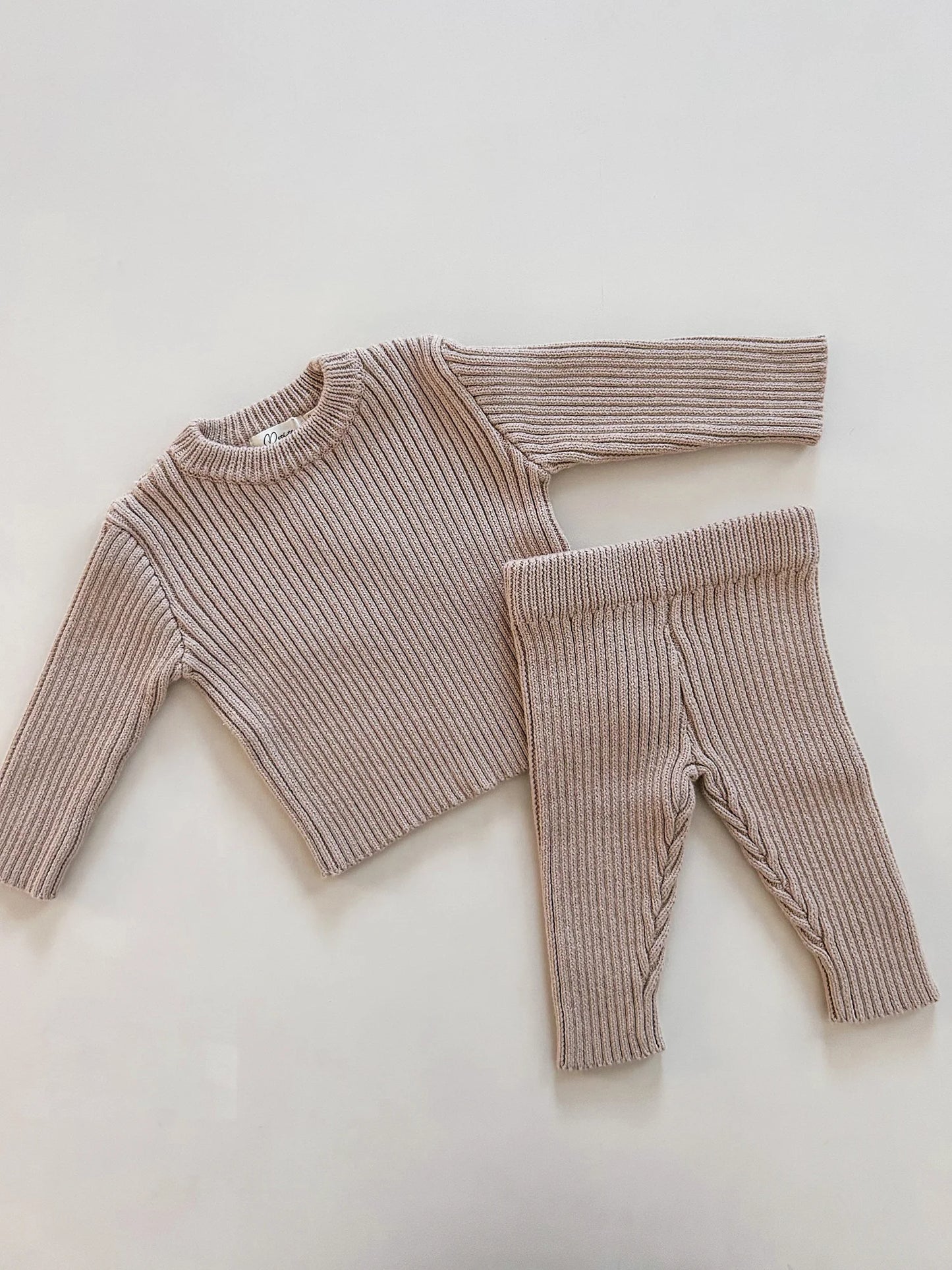 Petite + Co Classic Ribbed Set Teddy Brown