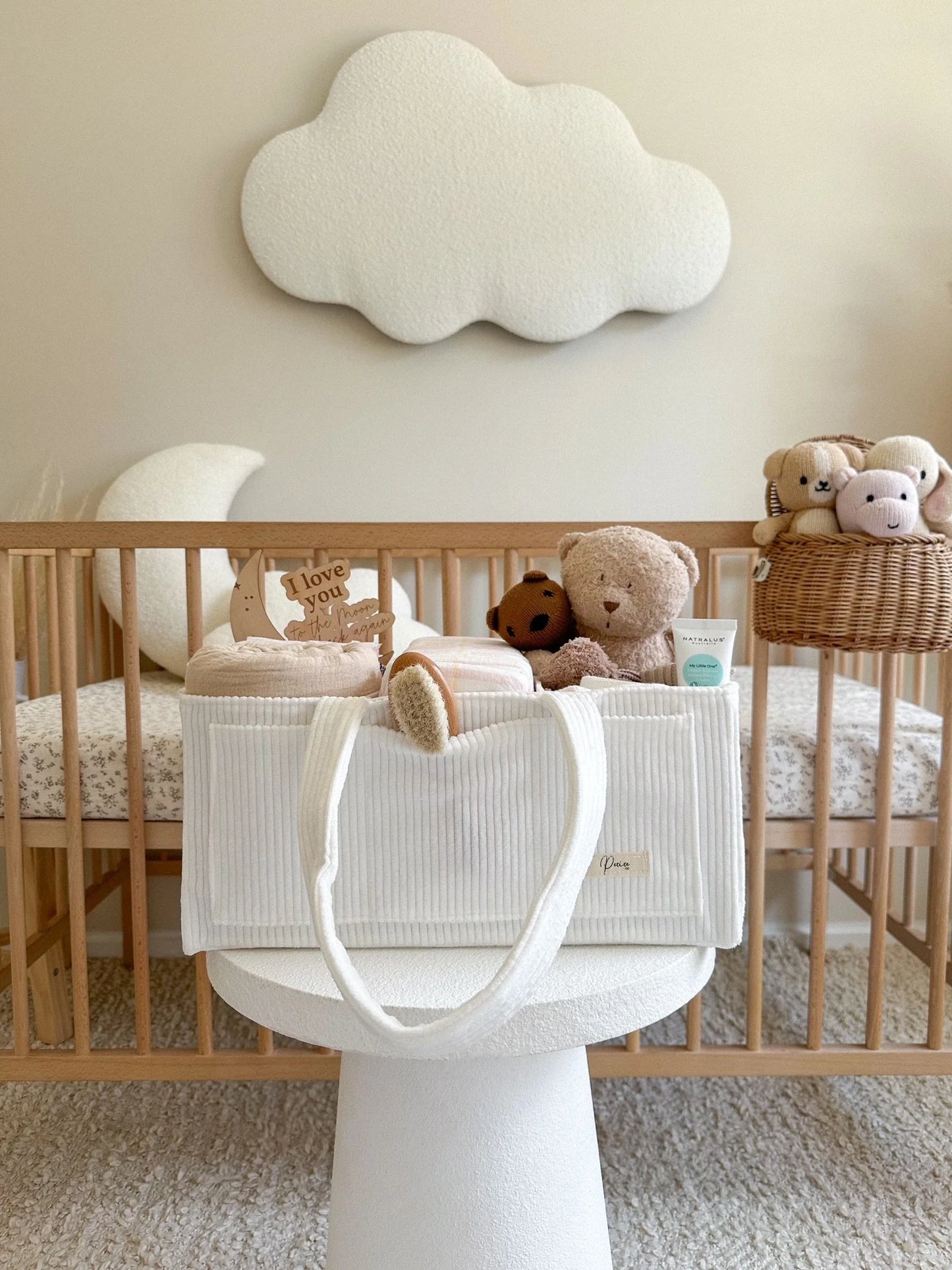 Petite + Co Nappy Caddy Organiser Cord White