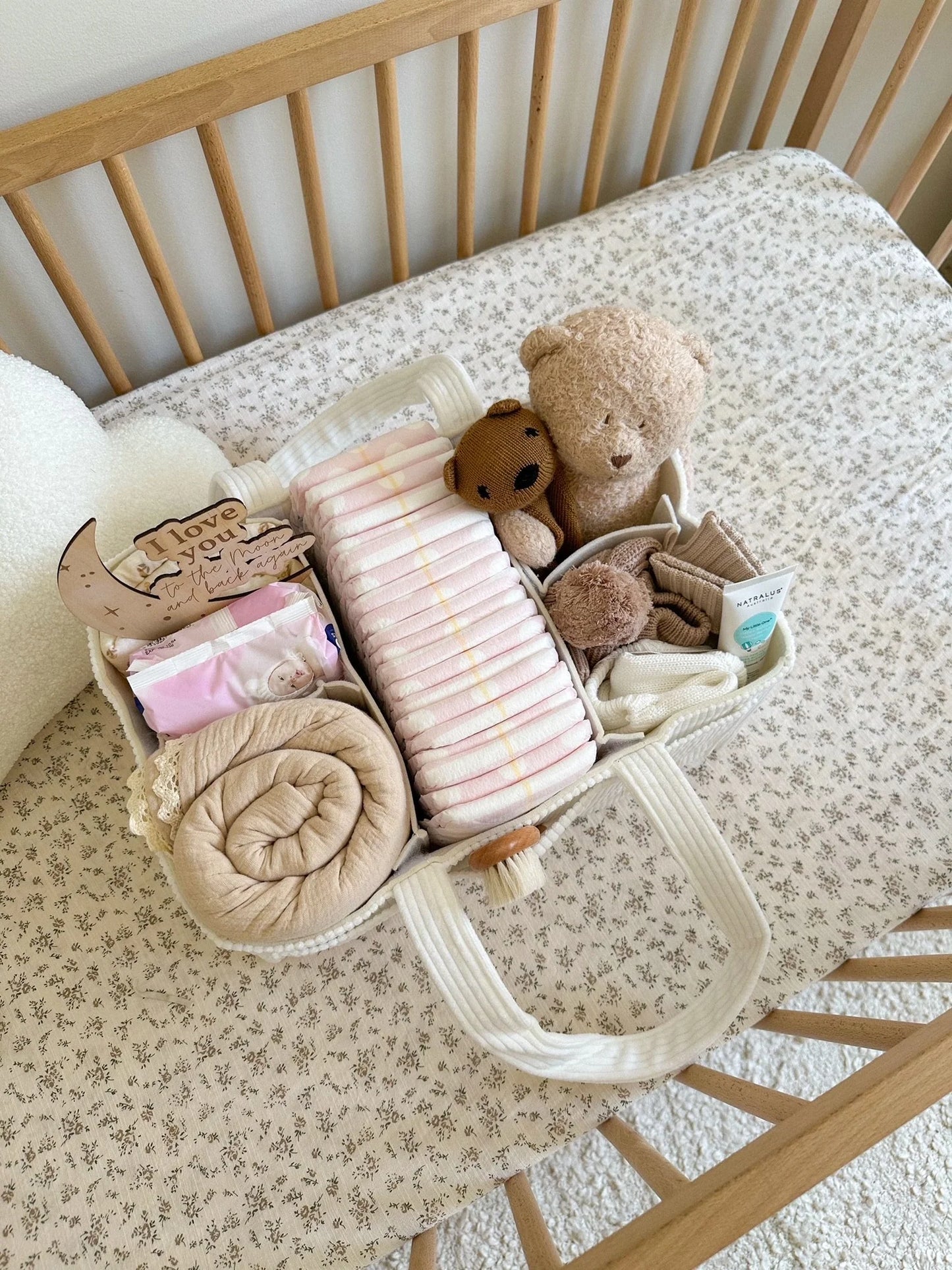 Petite + Co Nappy Caddy Organiser Cord White