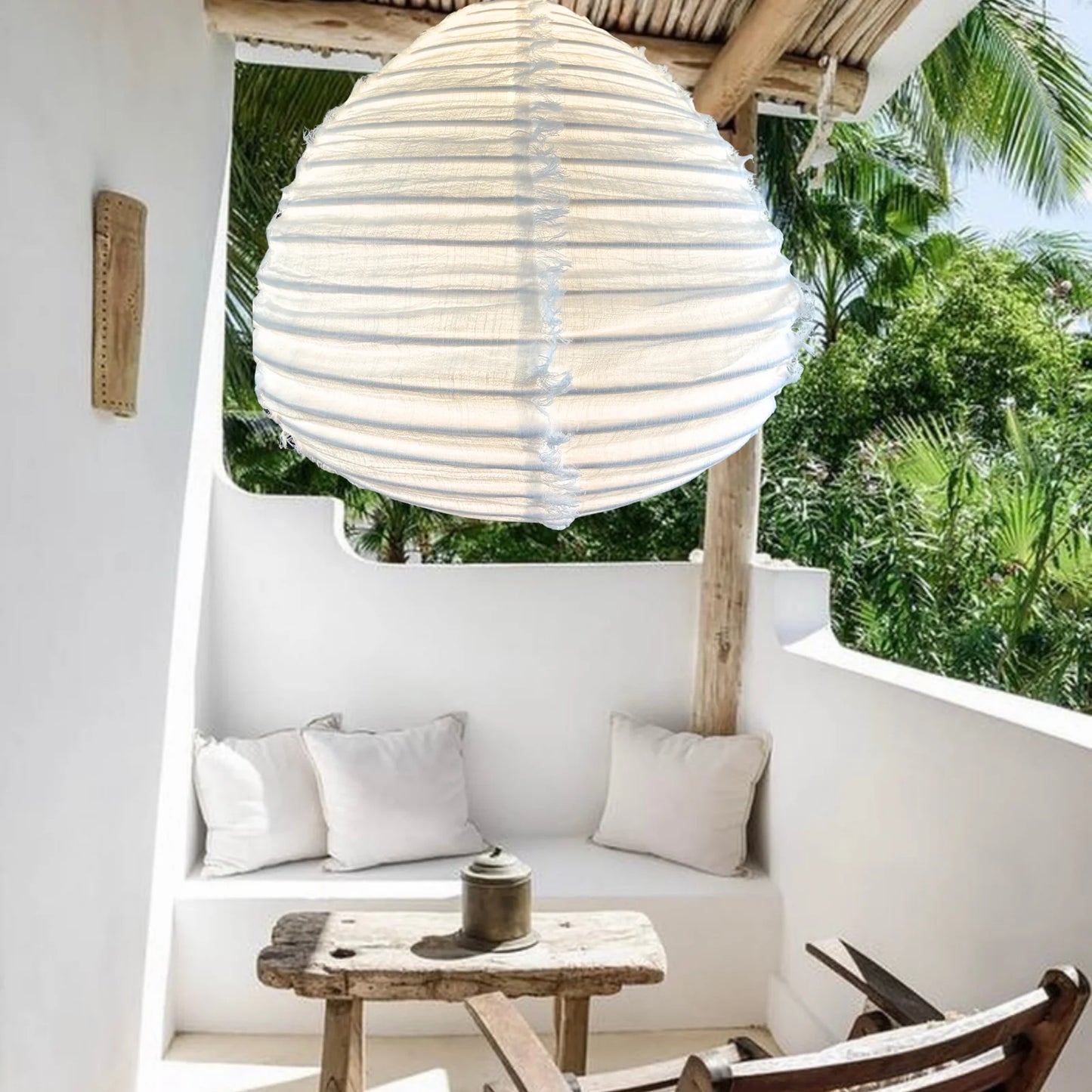 Little Nordic Sol Linen Light Shade Paere Fringed Snow White