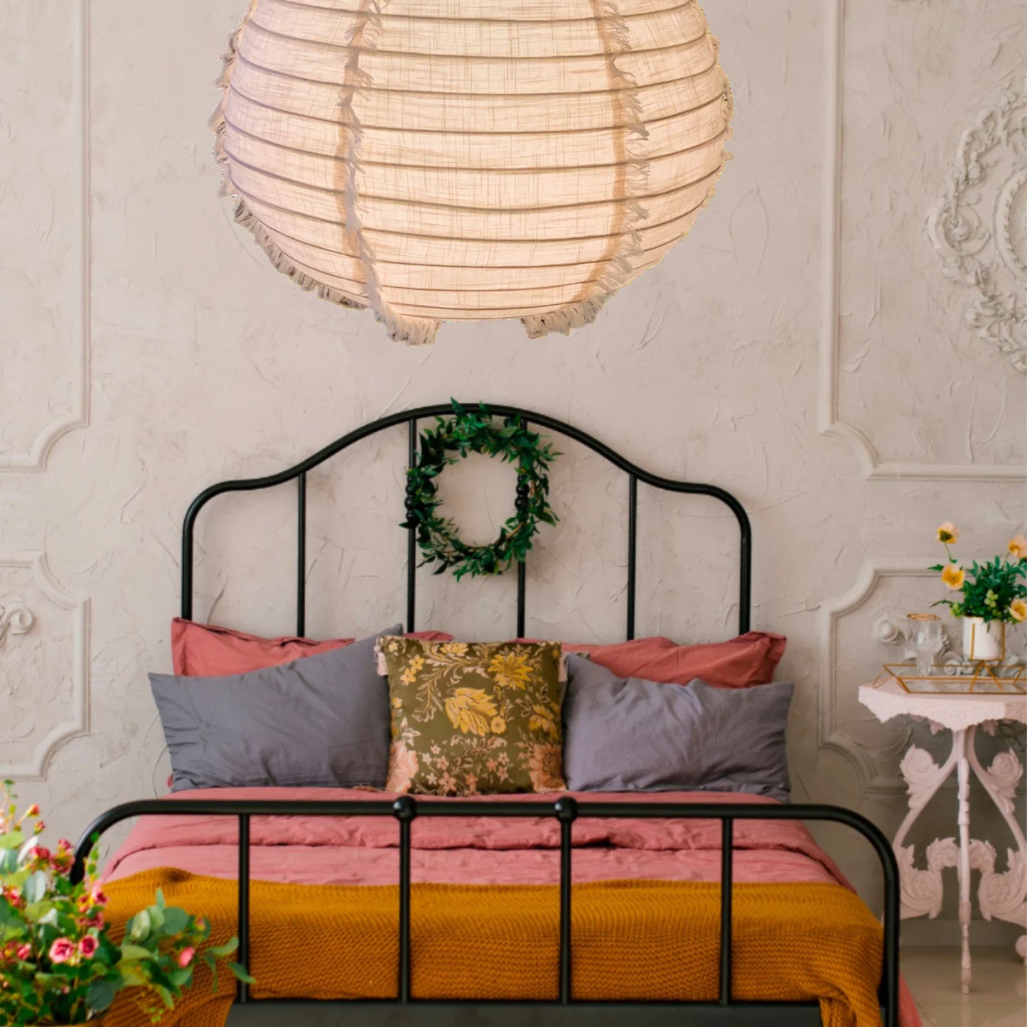 Little Nordic Sol Linen Light Shade Paere Fringed Blush Pink