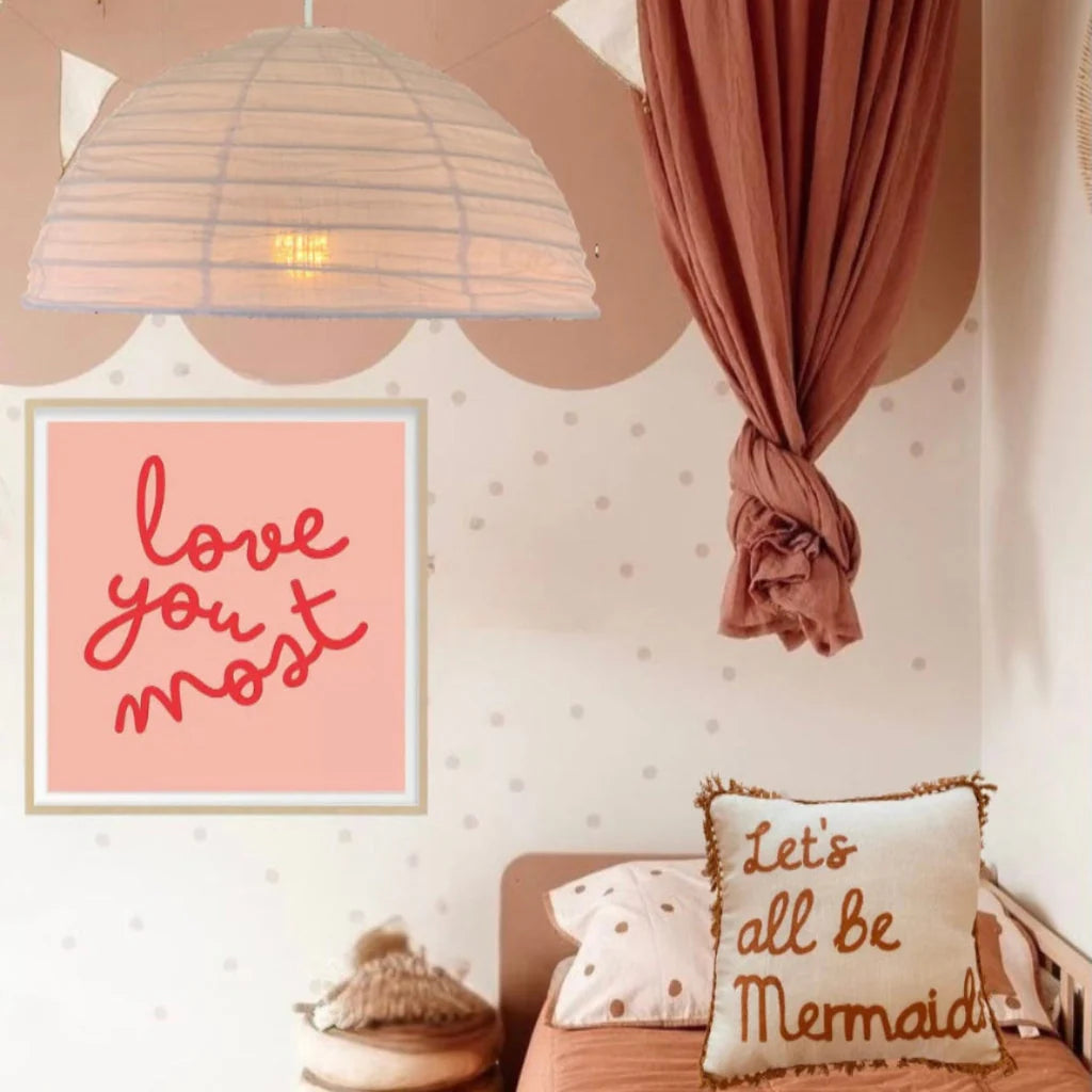 Little Nordic Sol Linen Light Shade Lumi Dome Blush Pink
