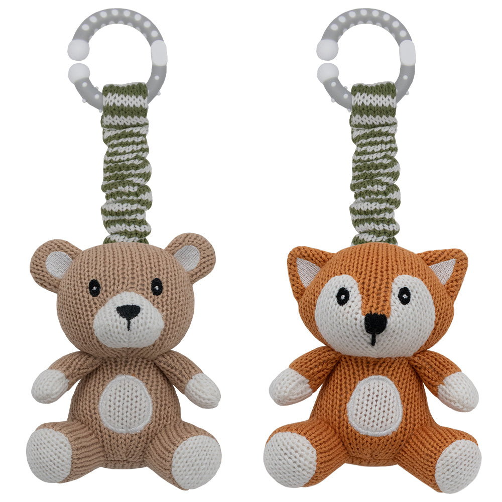 Living Textiles 2pk Stroller Toys Bear & Fox