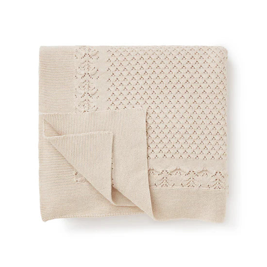 Aster & Oak Oatmeal Heirloom Knit Blanket