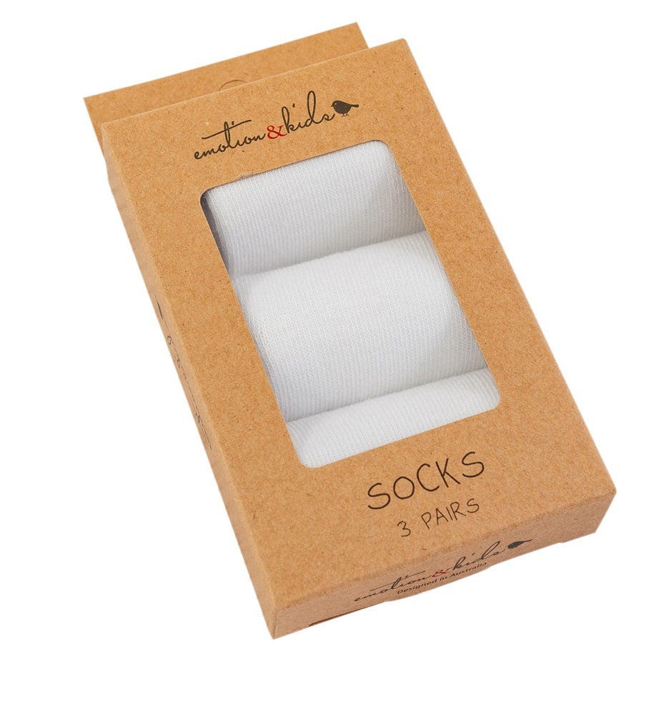 Emotion & Kids 3 Pack Socks White