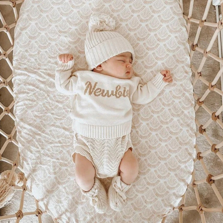 3 Little Crowns Textured Knit Beanie Oat