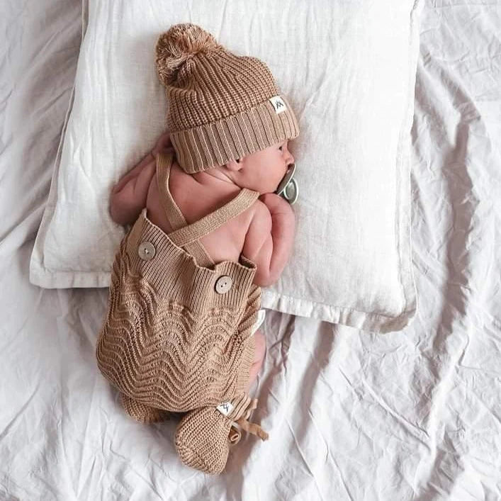 3 Little Crowns Textured Knit Beanie Coco