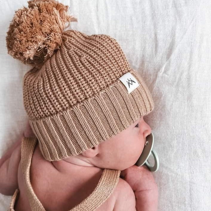 3 Little Crowns Textured Knit Beanie Coco