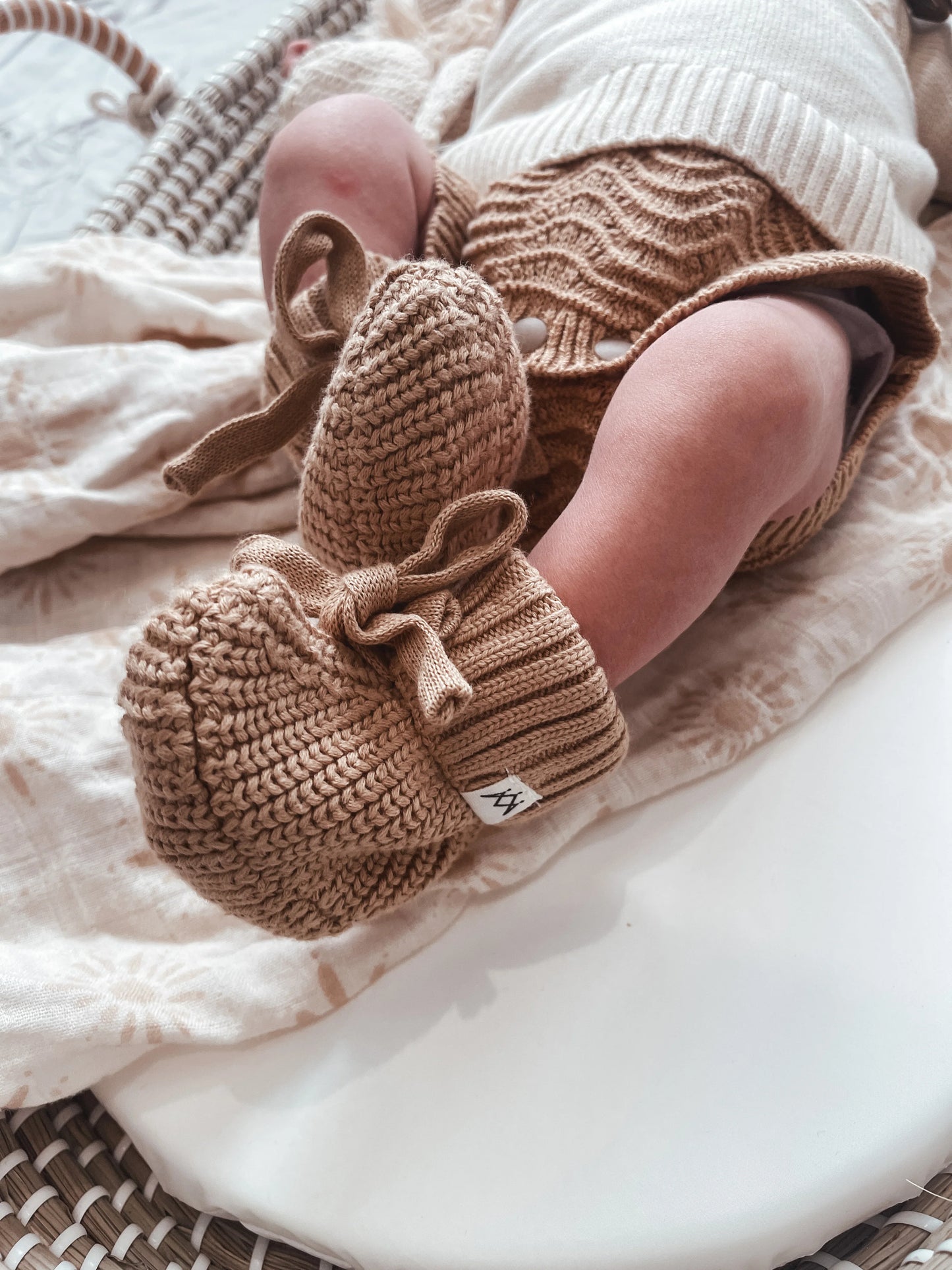 3 Little Crowns Textured Knit Booties Coco