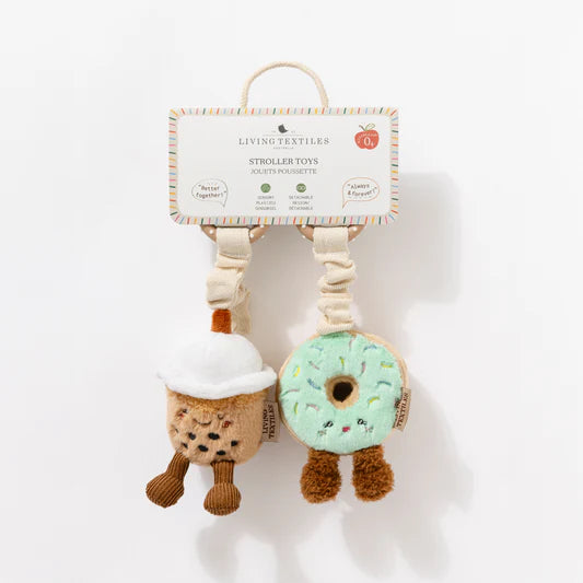 Living Textiles 2pk Stroller Toys Boba Tea & Donut