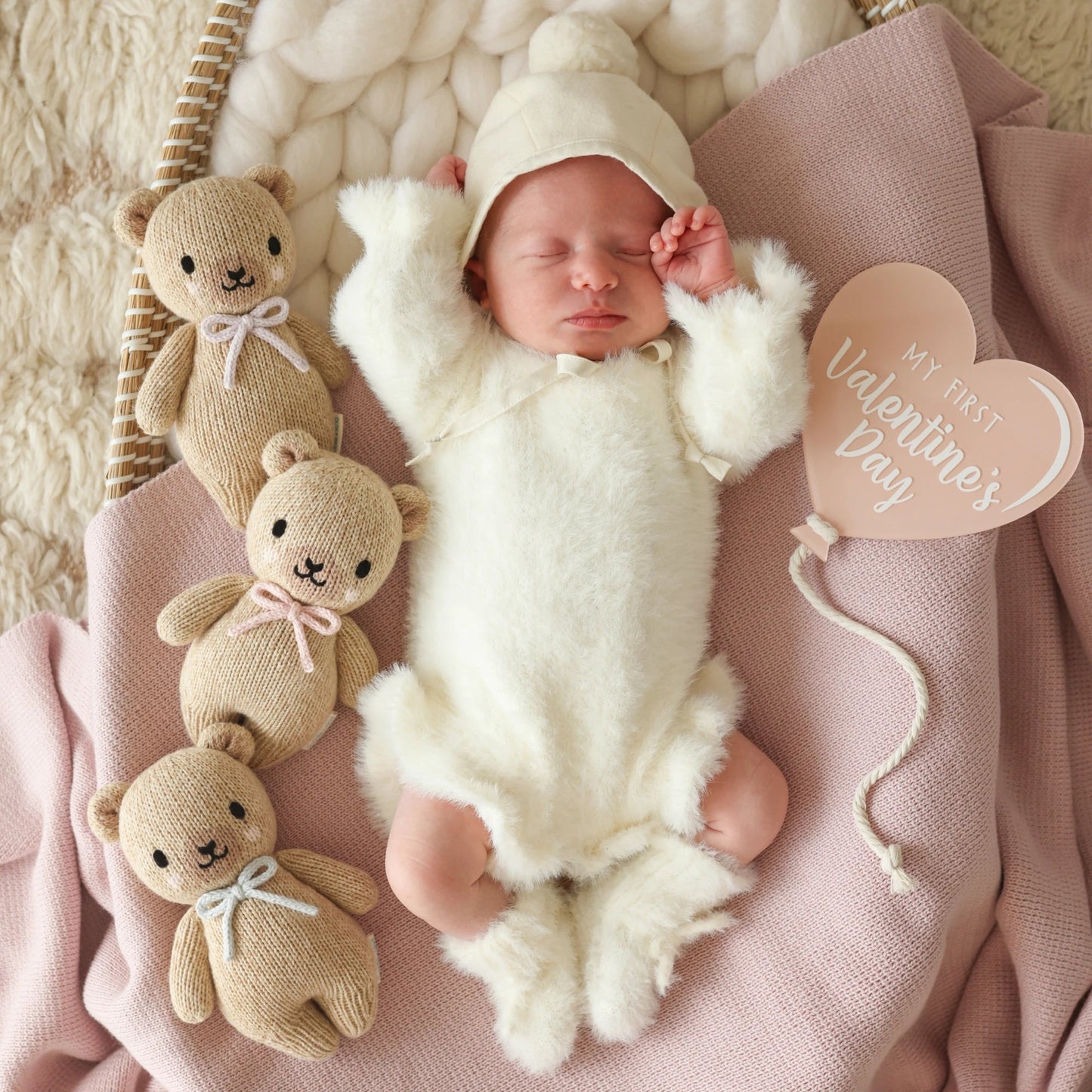Cuddle + Kind Baby Honey Bear Blush Bow