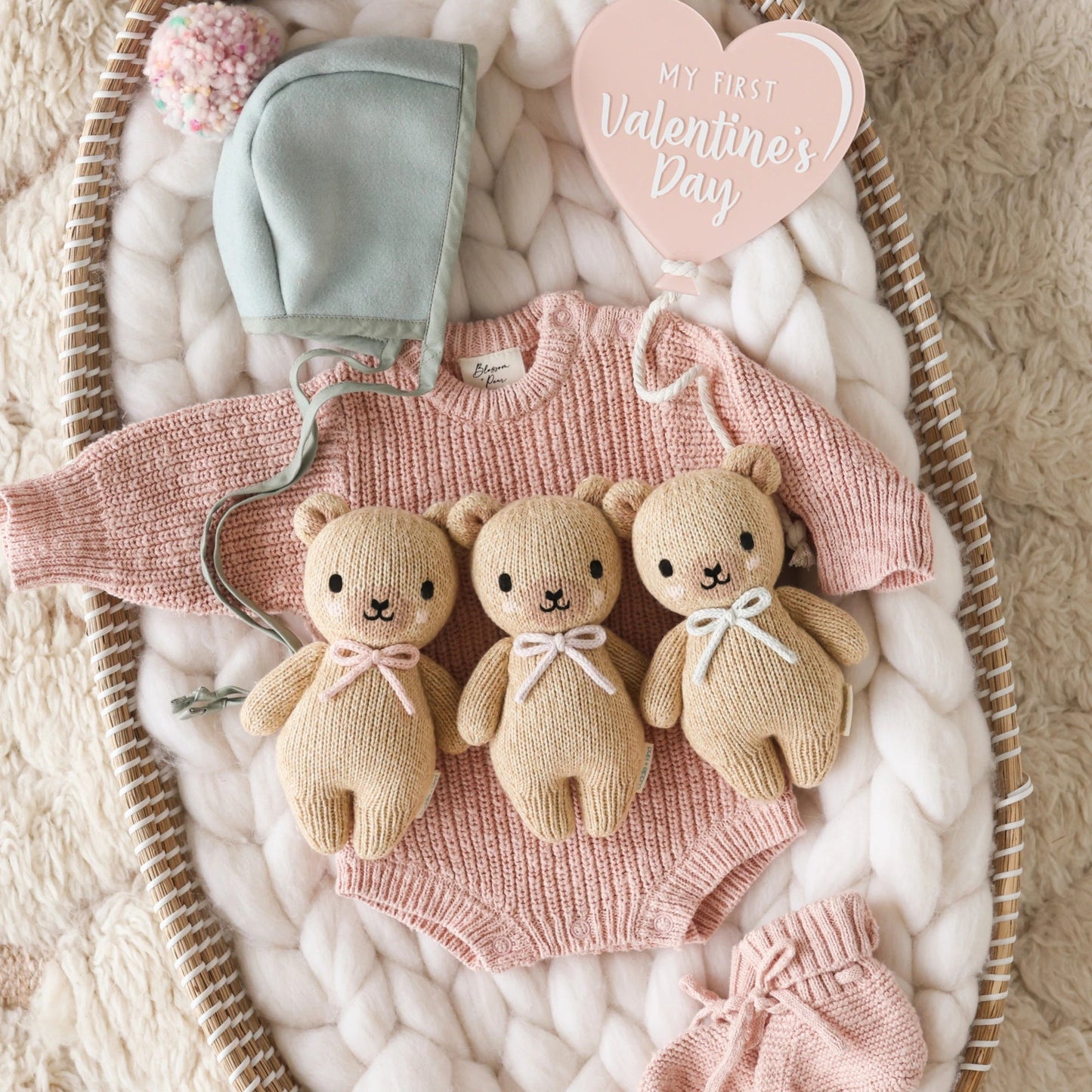 Cuddle + Kind Baby Honey Bear Blush Bow