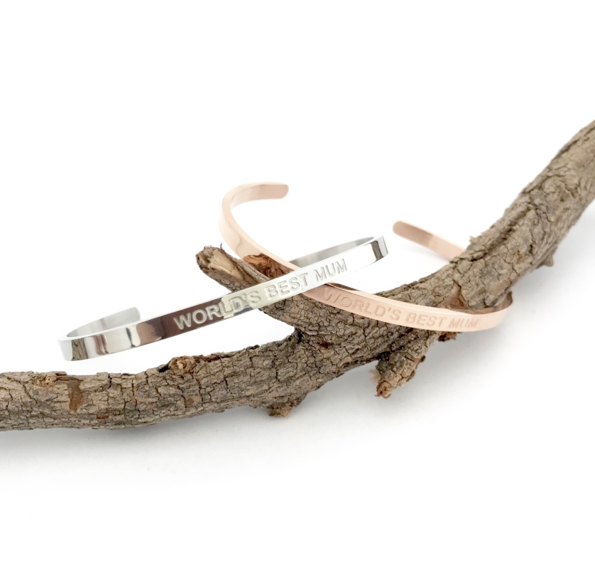 World’s Best Mum Bangle Rose Gold