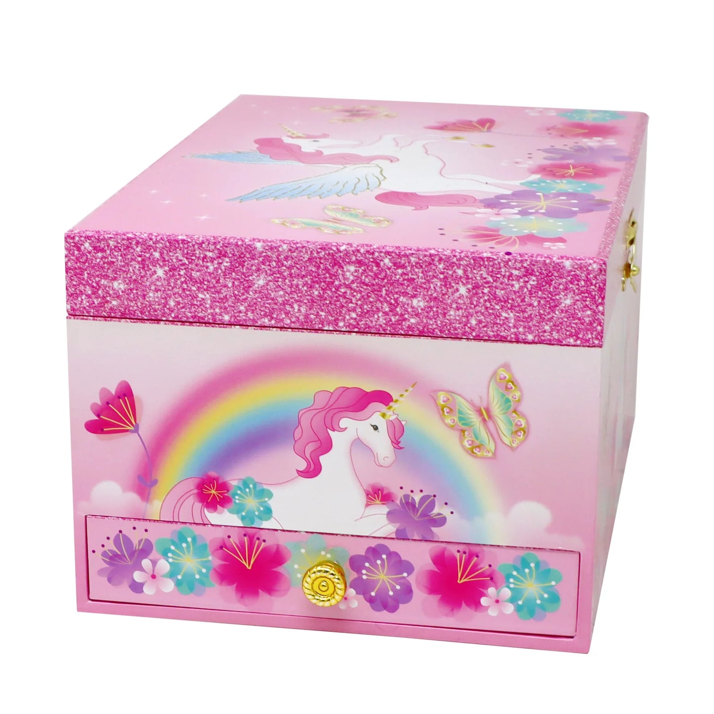 Pink Poppy Unicorn Rainbow Luxury Music Box
