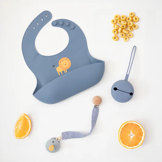 Living Textiles Silicone Bib Lion Blue