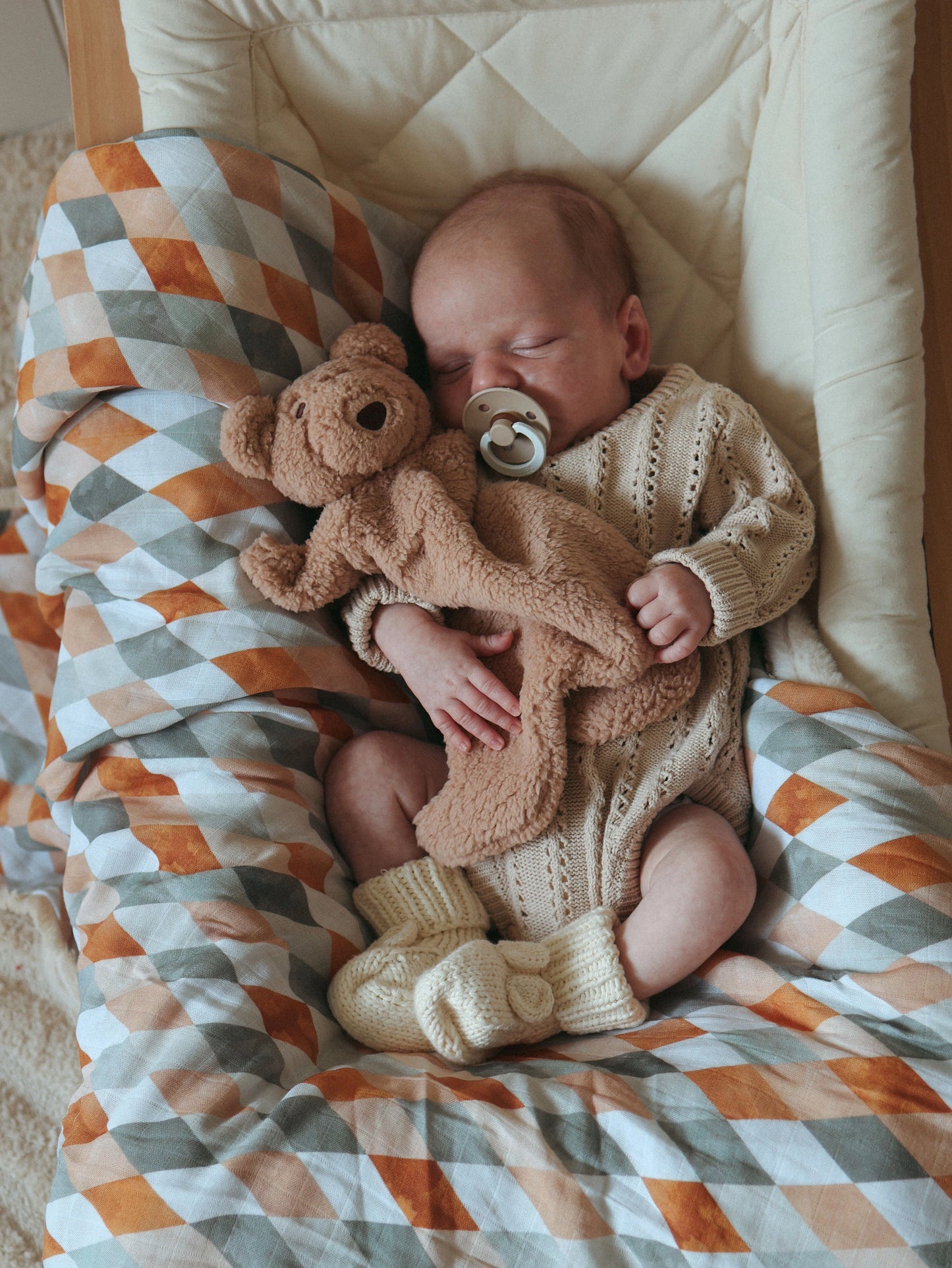 Pop Ya Tot Harlequin Fur Lined Cot Blanket / Quilt