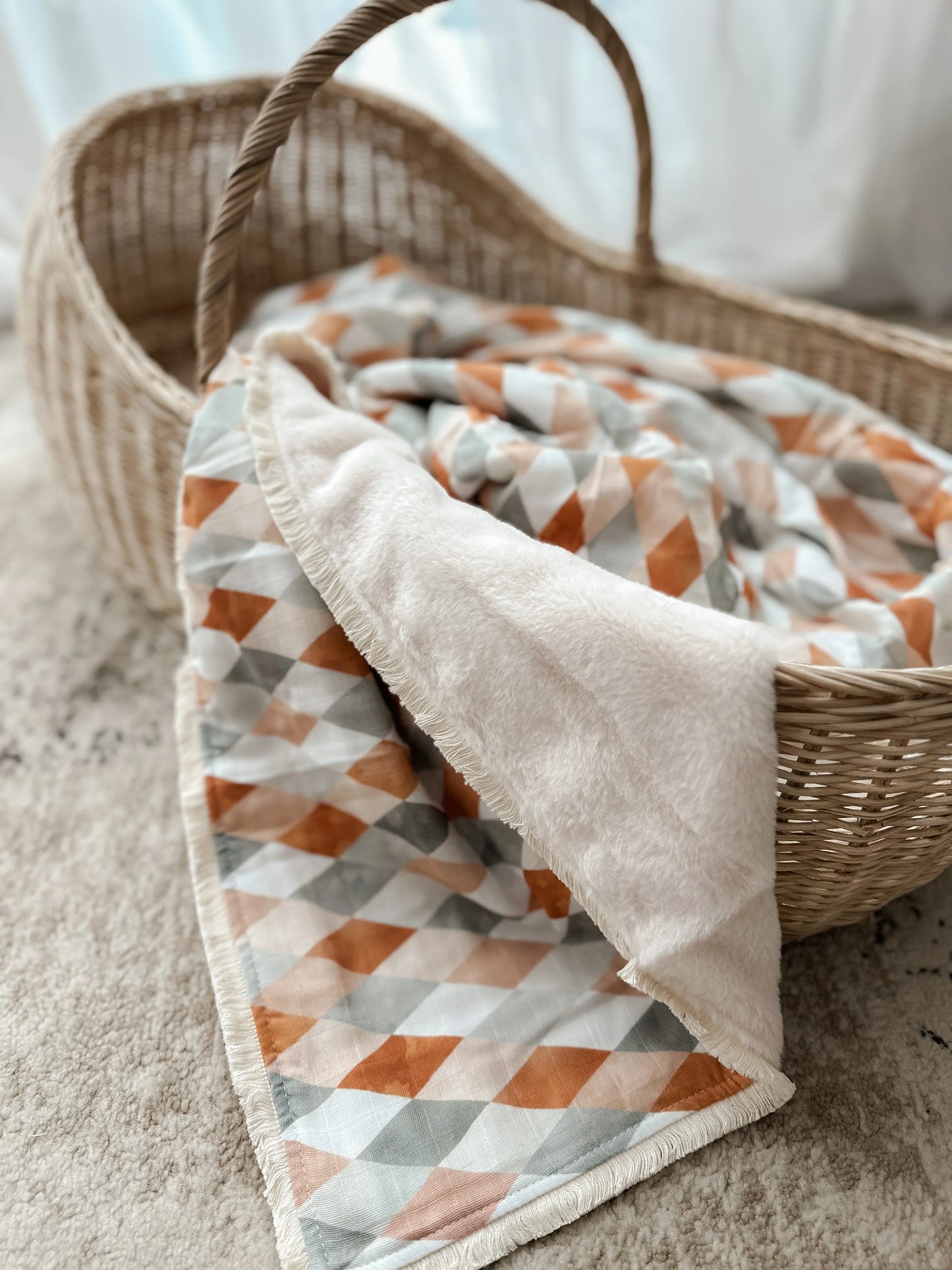 Pop Ya Tot Harlequin Fur Lined Cot Blanket / Quilt
