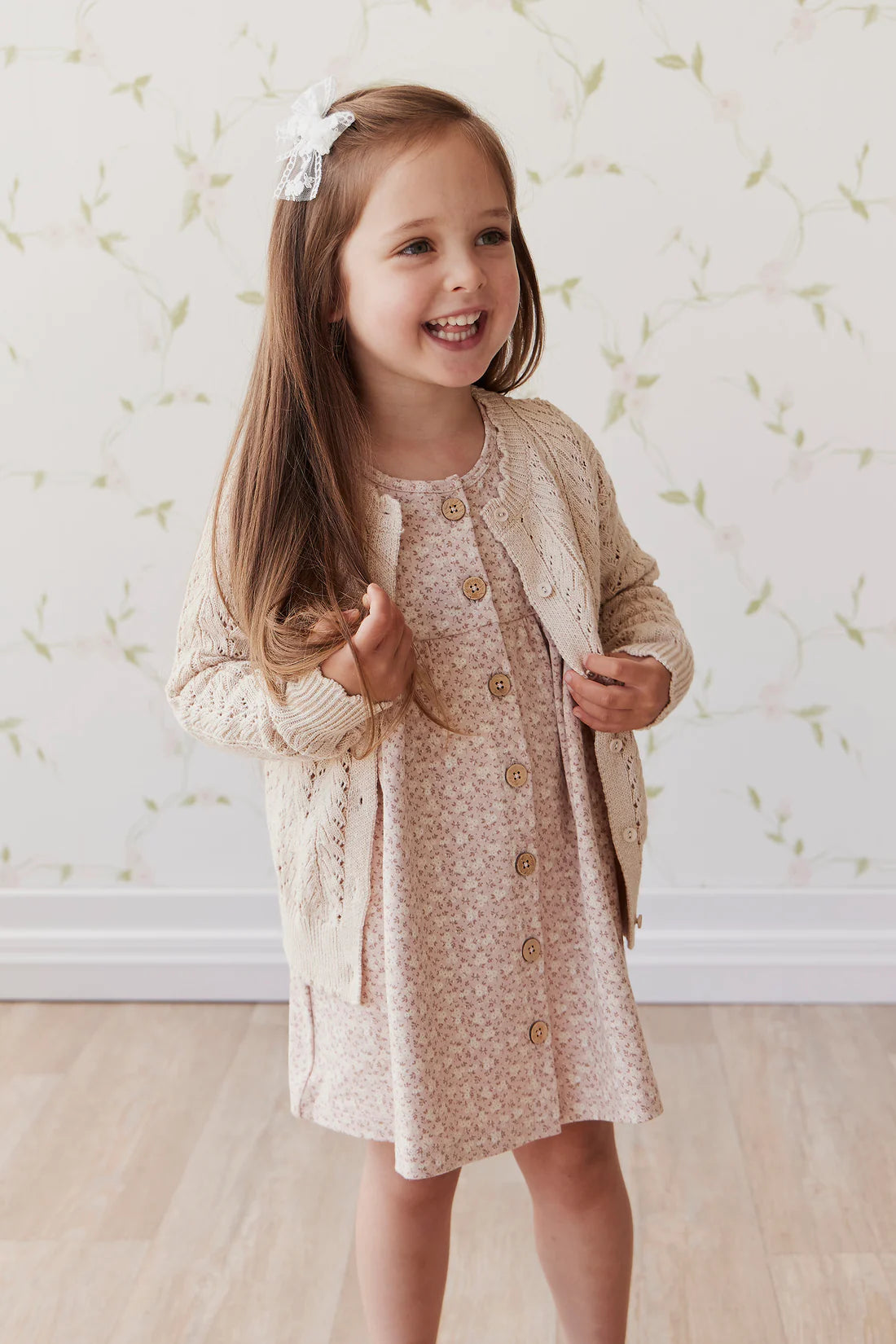 Jamie Kay Hannah Knitted Cardigan Light Oatmeal Marle